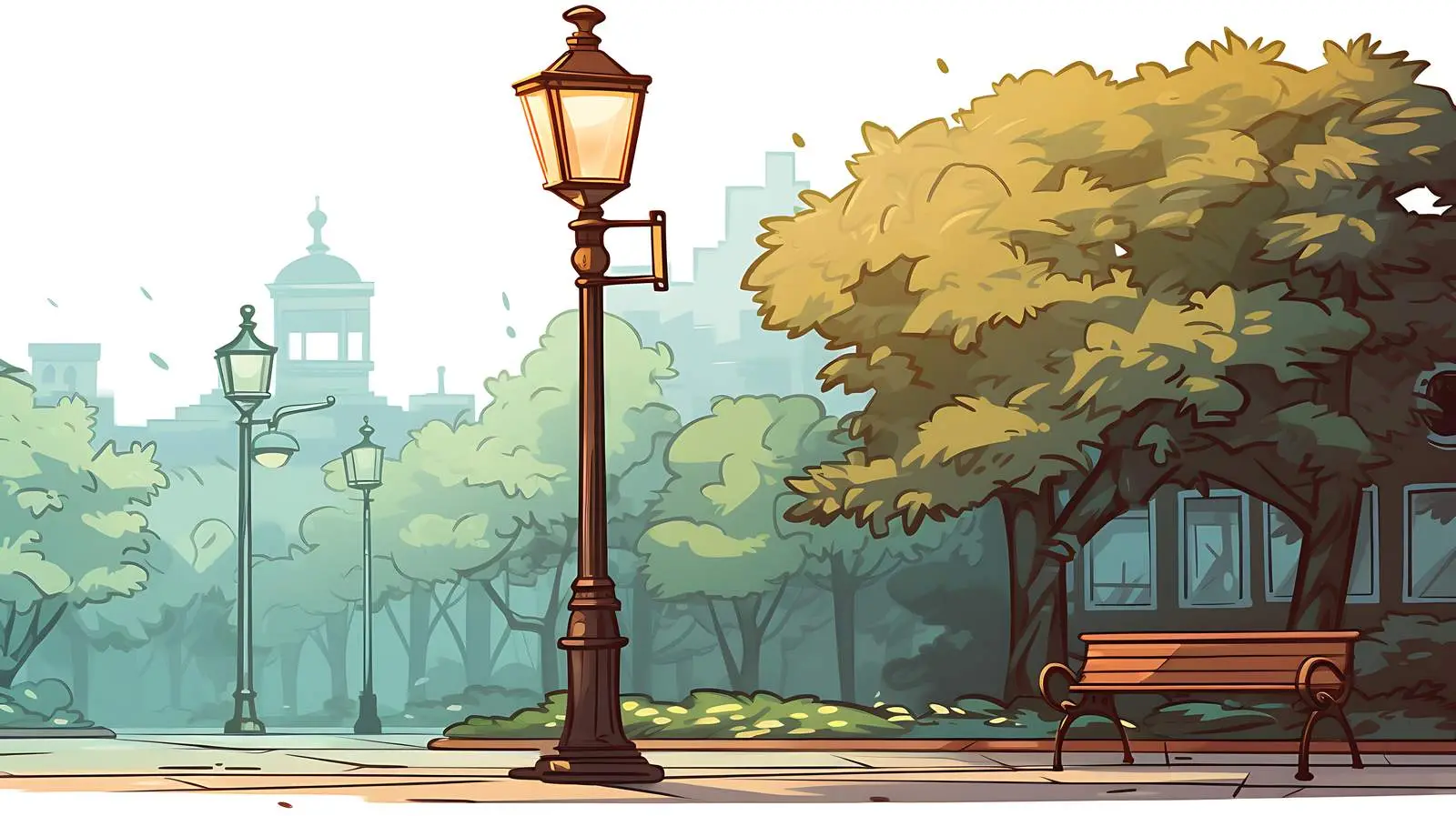 Vintage Streetlight Urban Scene — free download from Dotvec