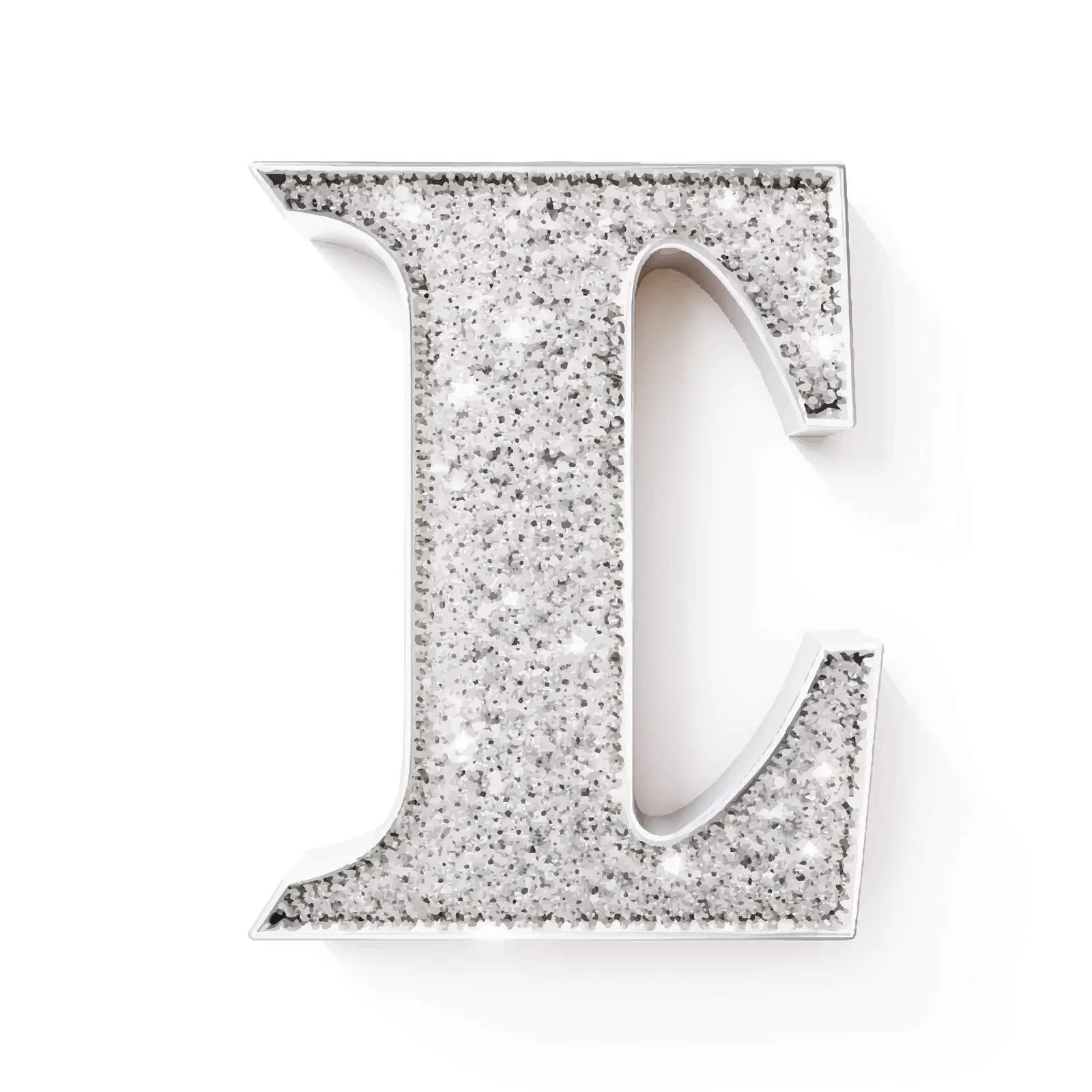 Vintage Western Glitter Silver Alphabet on White – free advertising materials image from Dotvec