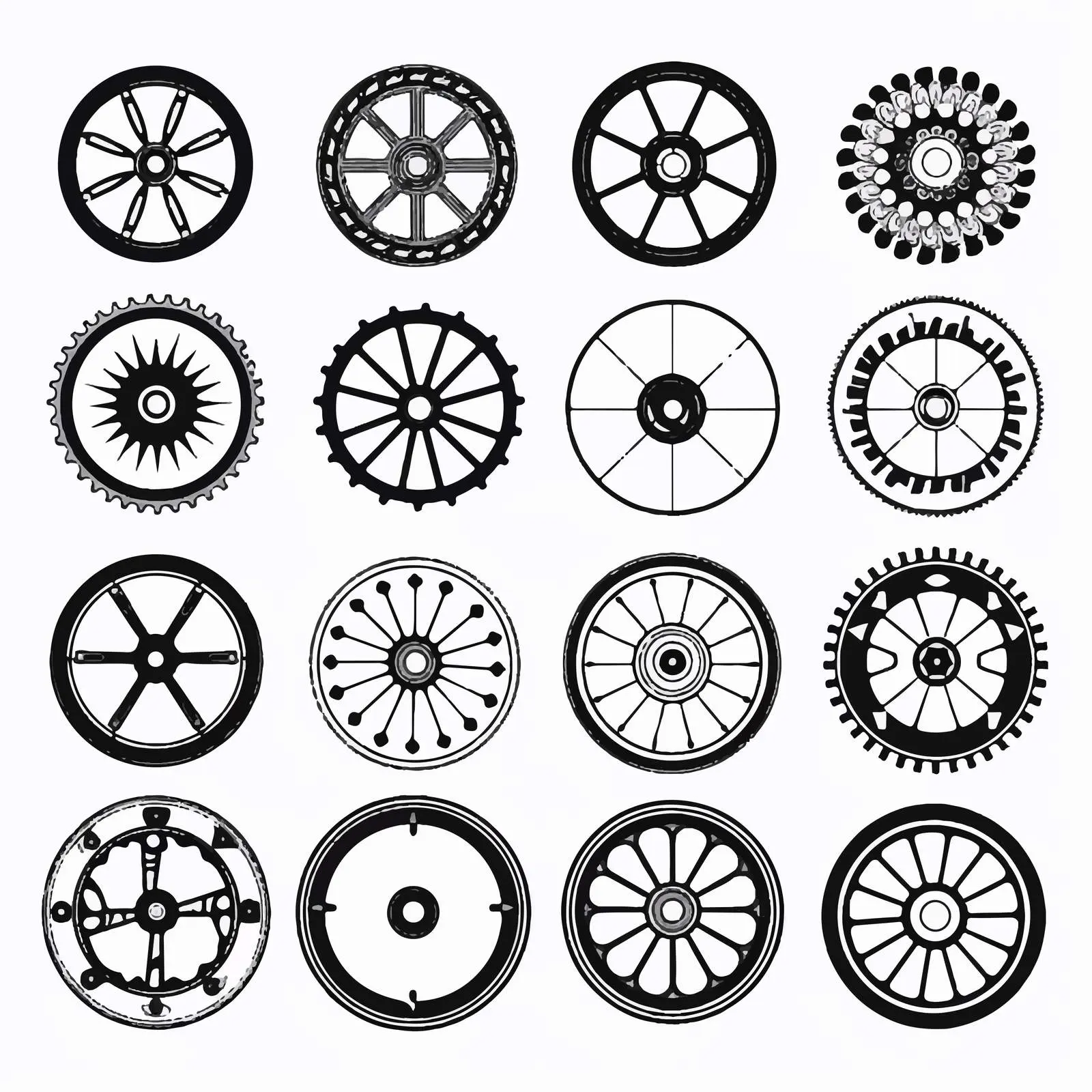 Vintage Mechanical Machine Wheels Silhouette Design — free download from Dotvec