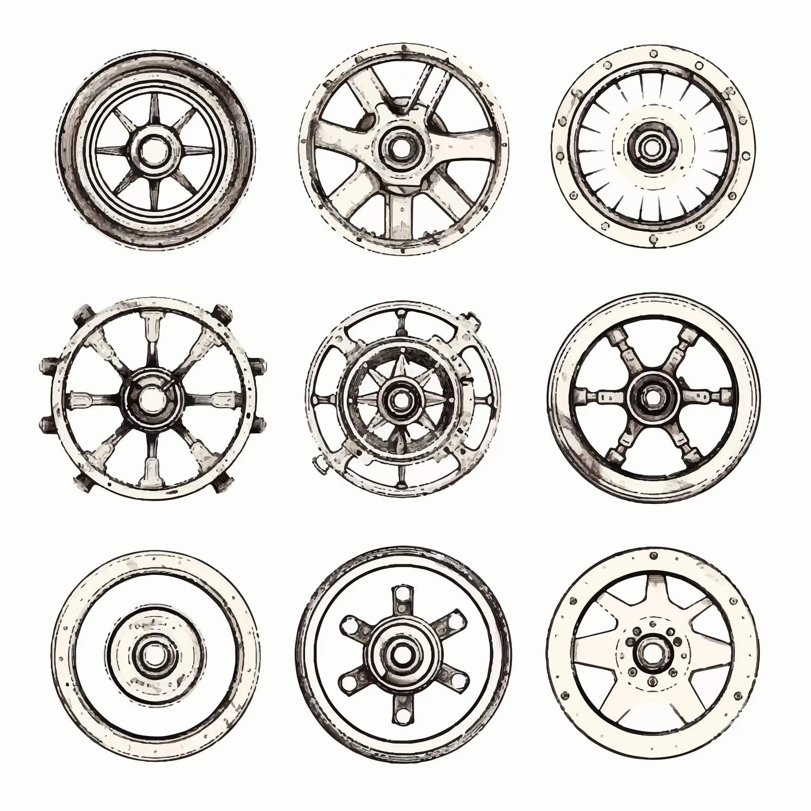 Vintage Mechanical Machine Wheels Vector Illustration — free download from Dotvec