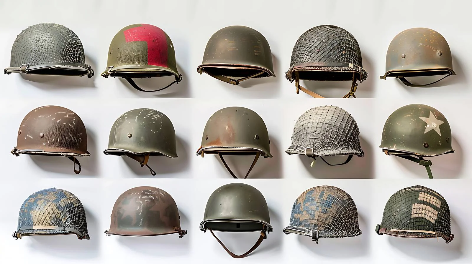 Historic WWII US Army Helmets Display — free download from Dotvec