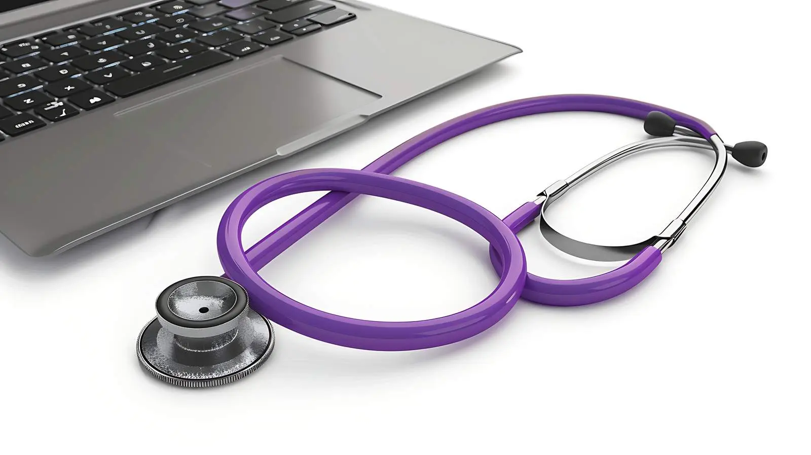 Violet Stethoscope on Laptop Isolated Background – free learning tools image from Dotvec