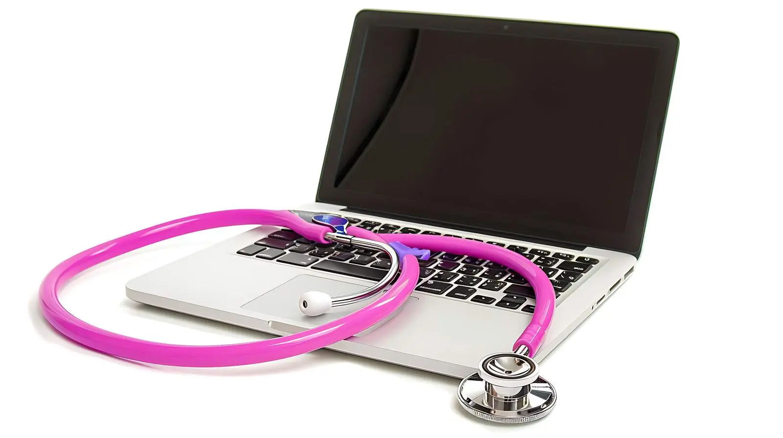 Violet Stethoscope on Laptop Isolated Background — free download from Dotvec