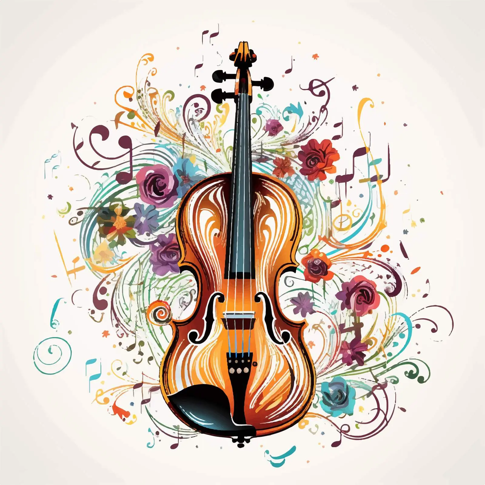 Violin and Music Notes Illustration Vector — free download from Dotvec