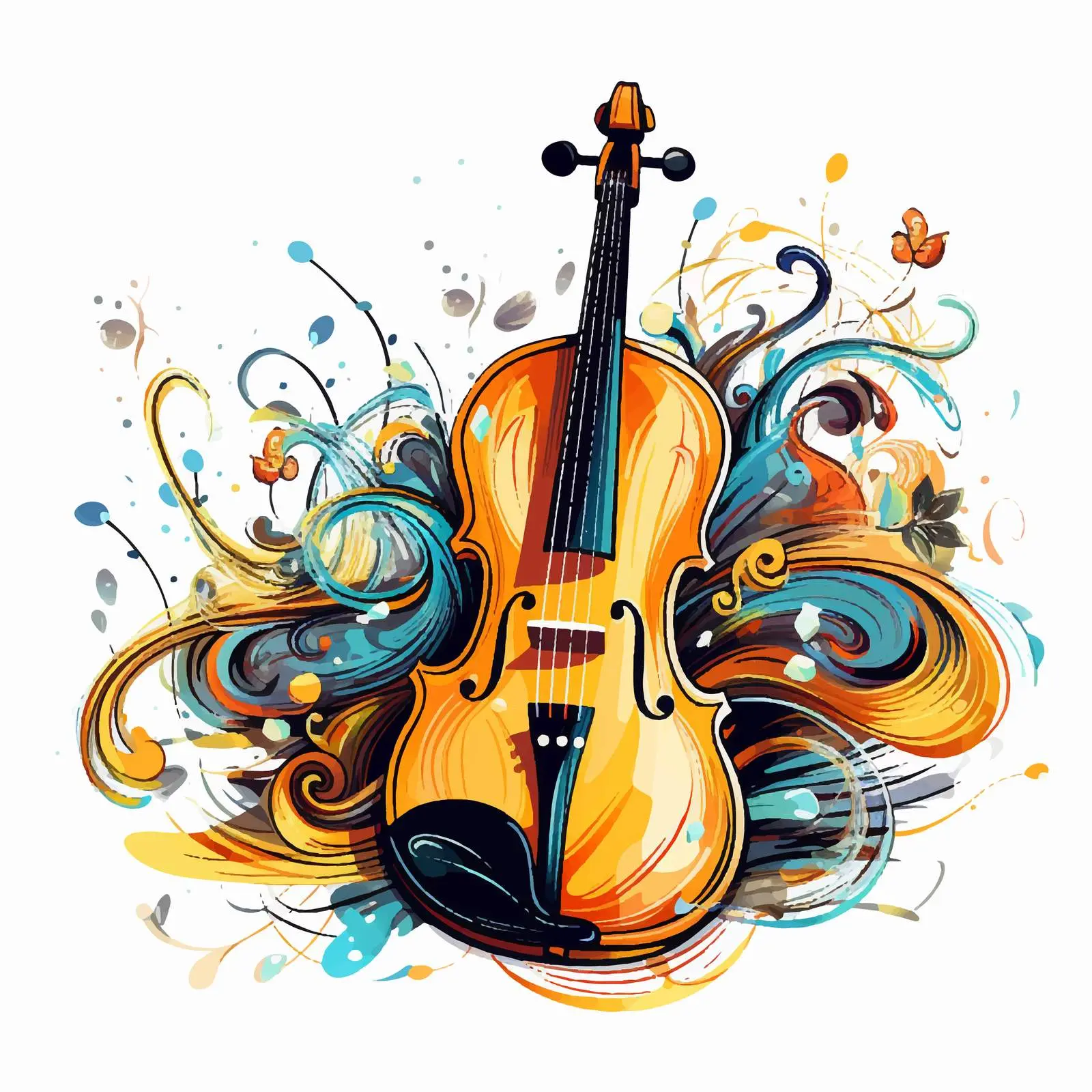 Violin and Music Notes Vector Illustration — free download from Dotvec