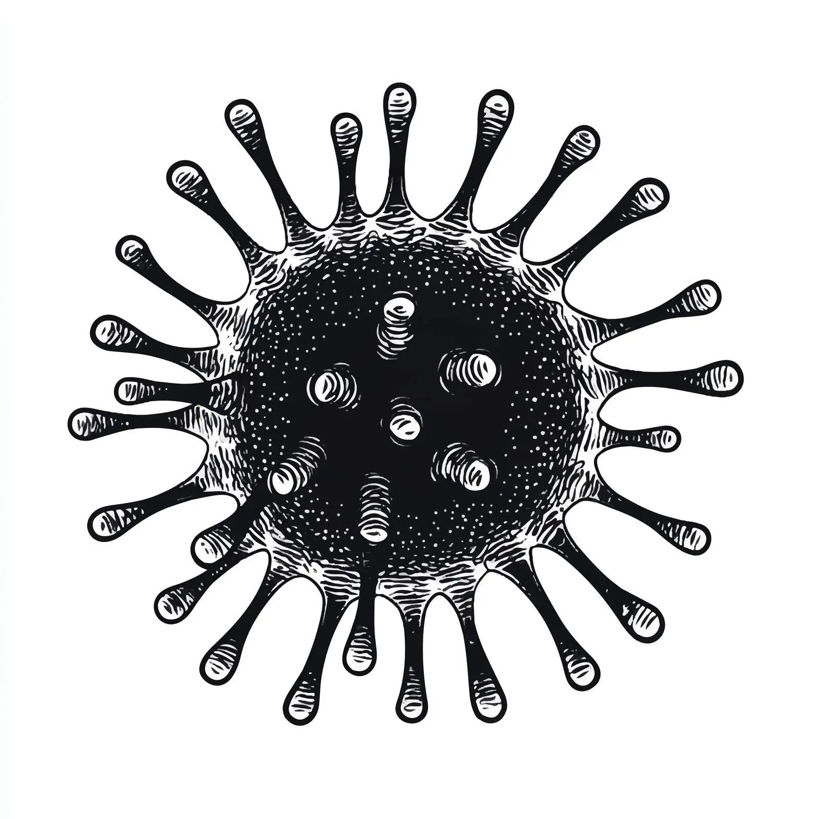 Black and White Virus Cartoon Vector Illustration — free download from Dotvec