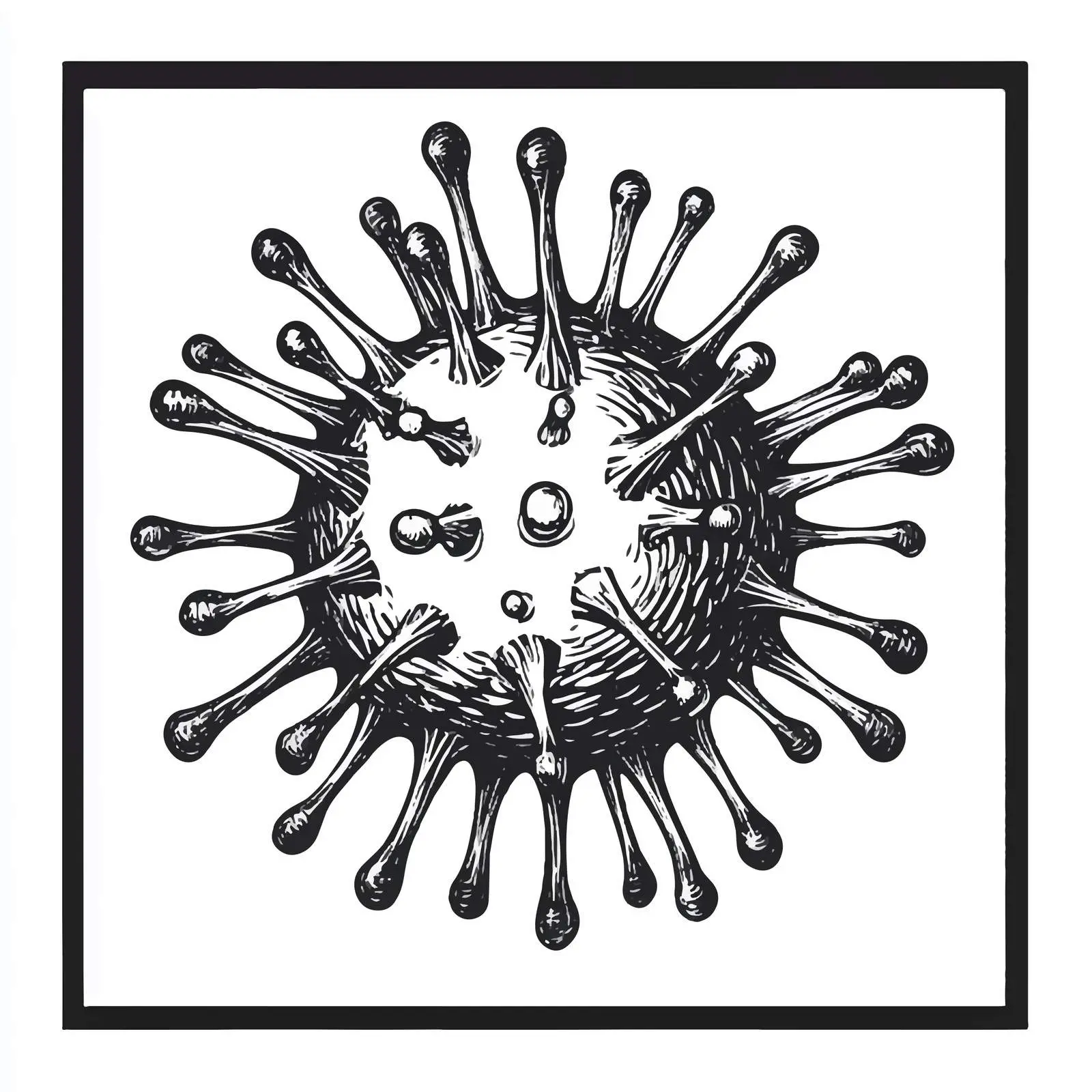 Black and White Virus Cartoon Vector Illustration — free download from Dotvec