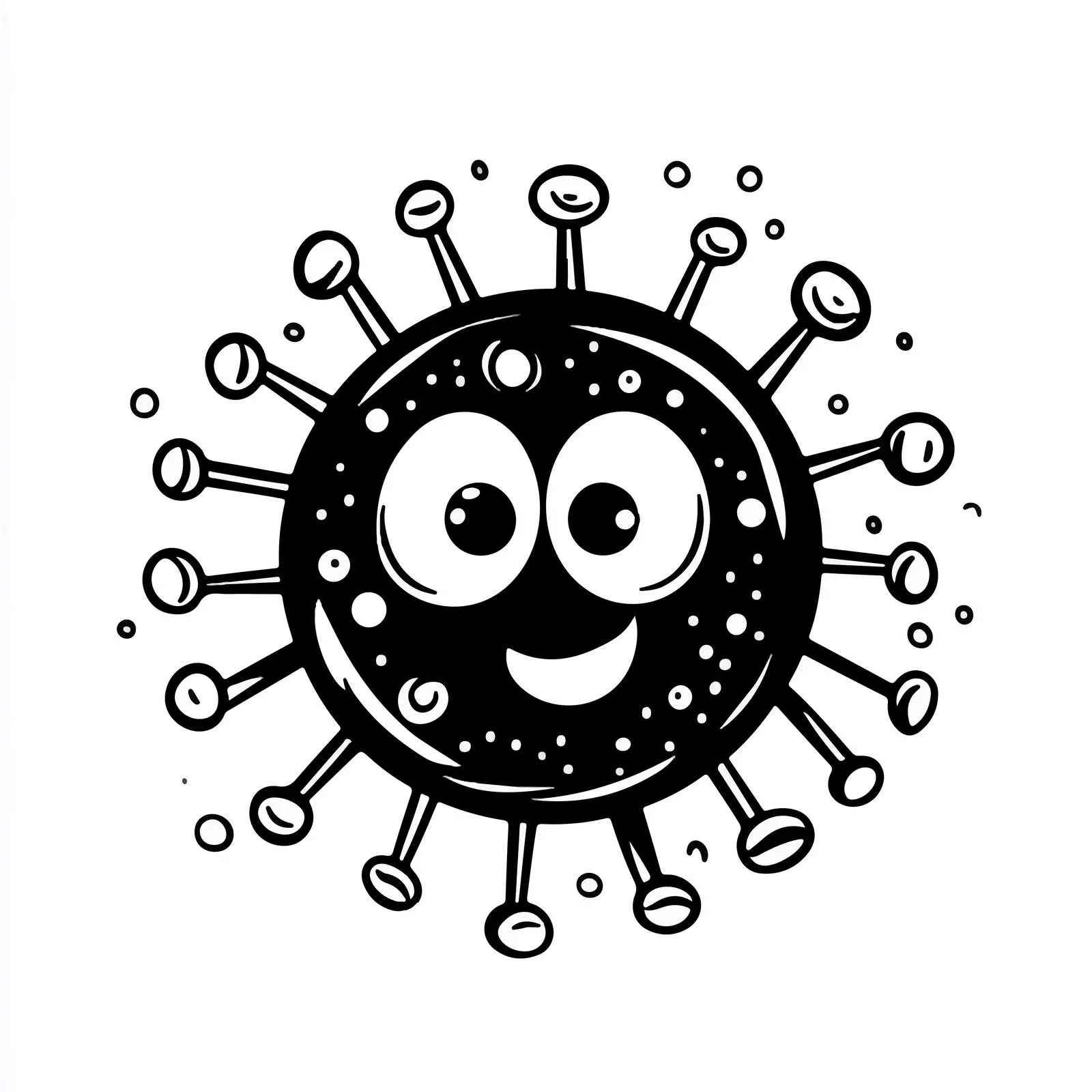Black and White Cartoon Virus Vector Illustration — free download from Dotvec