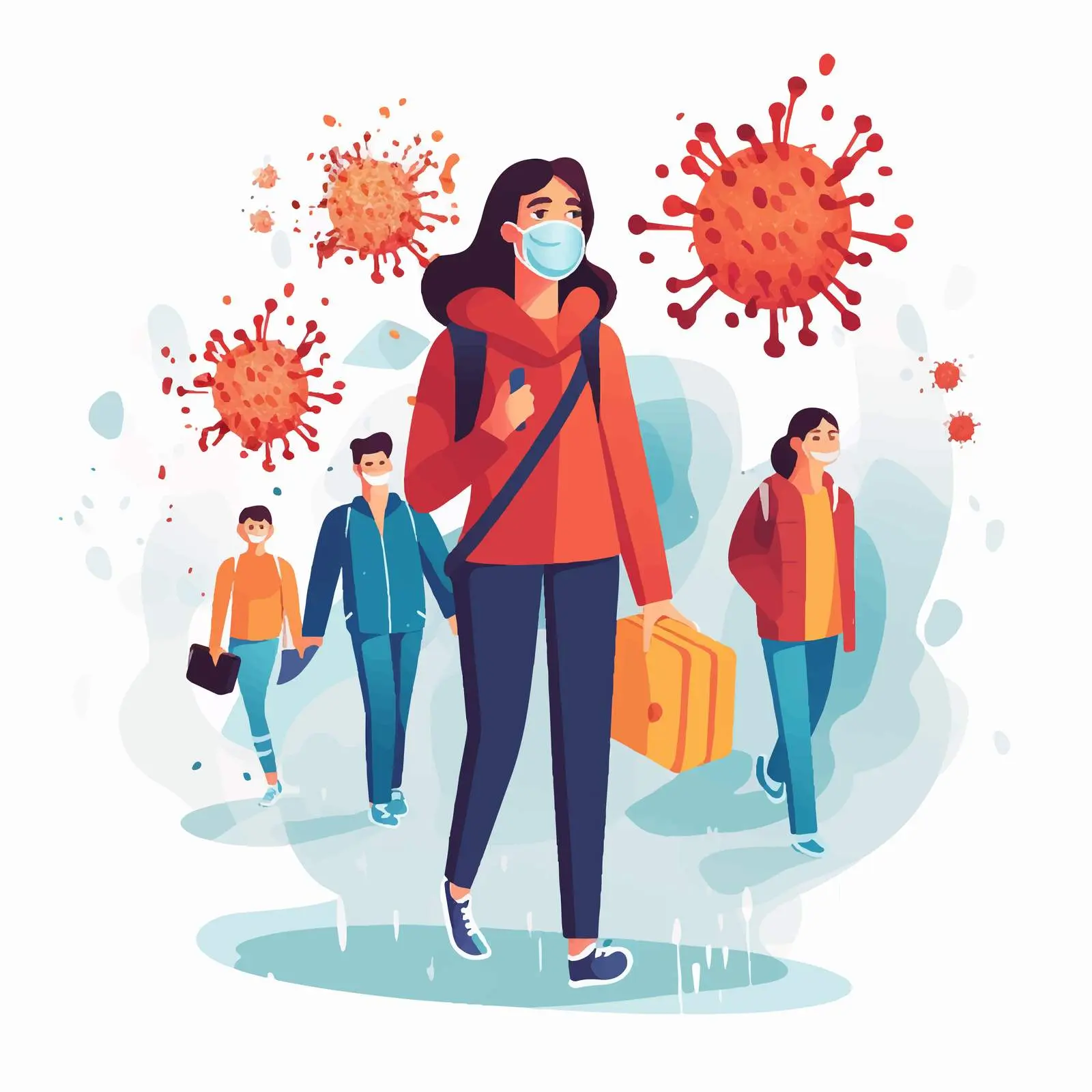 Infected Person Walking in Viral Contamination Concept — free download from Dotvec
