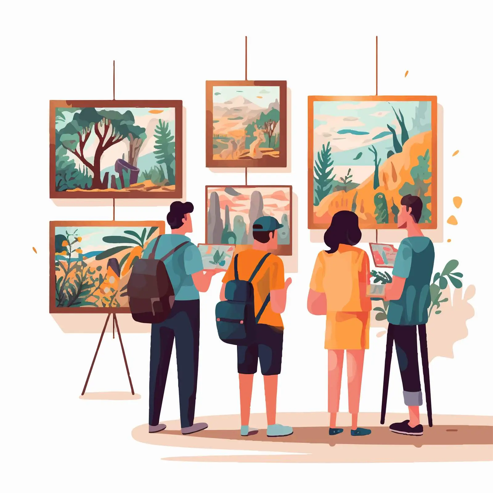 Visitors Exploring Famous Paintings Exhibition — free download from Dotvec