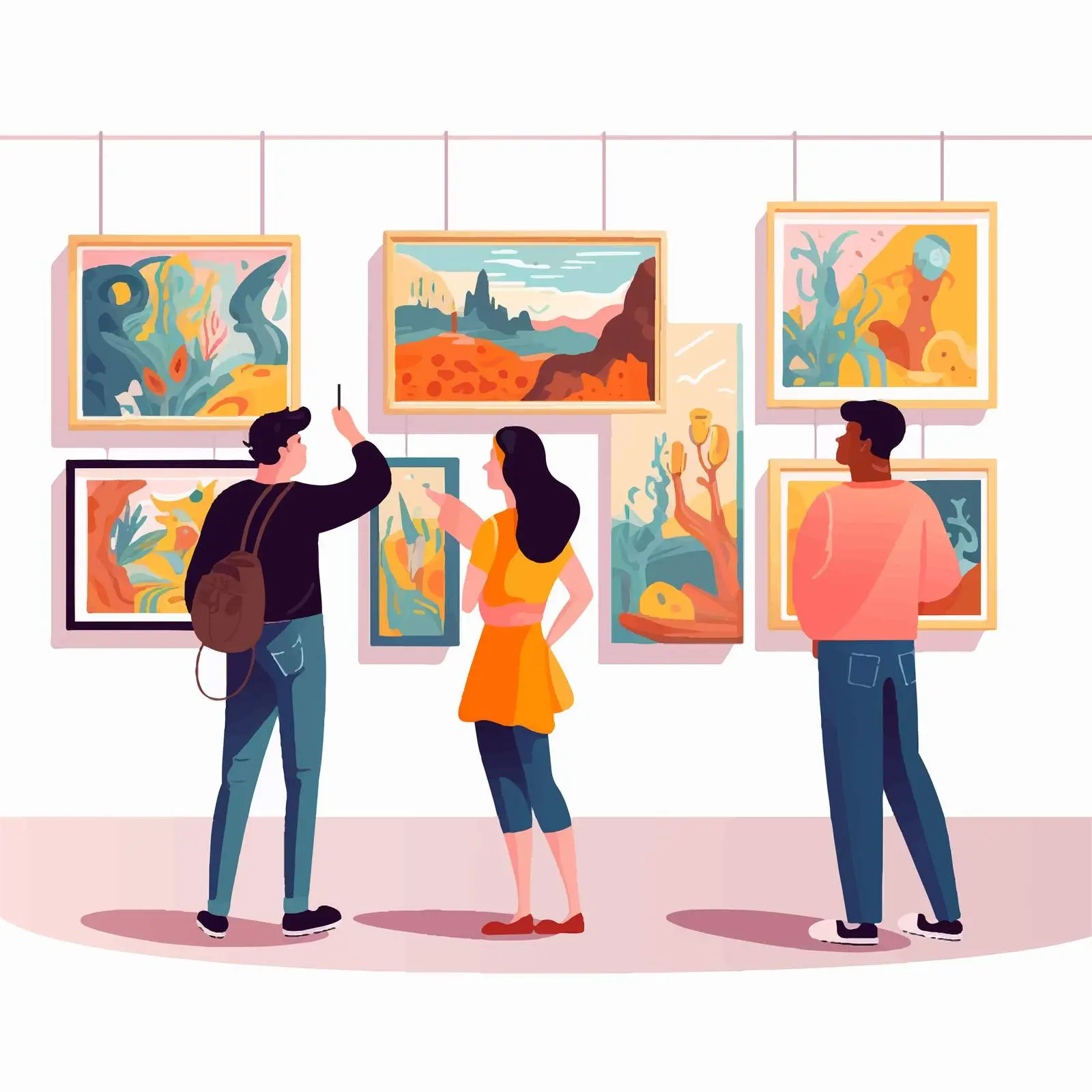 Visitors at Art Gallery Famous Paintings Exhibition – free admiring image from Dotvec