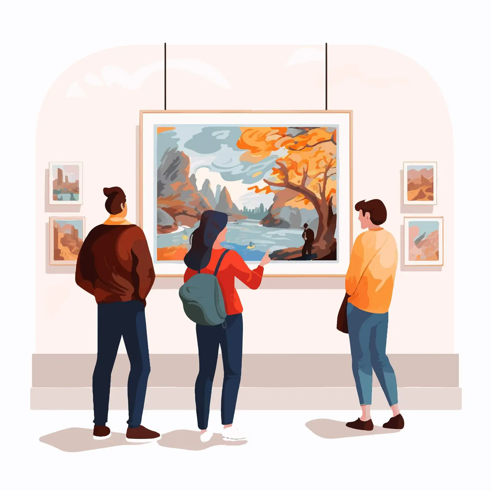 Visitors at Art Gallery - Famous Paintings Exhibition — free download from Dotvec