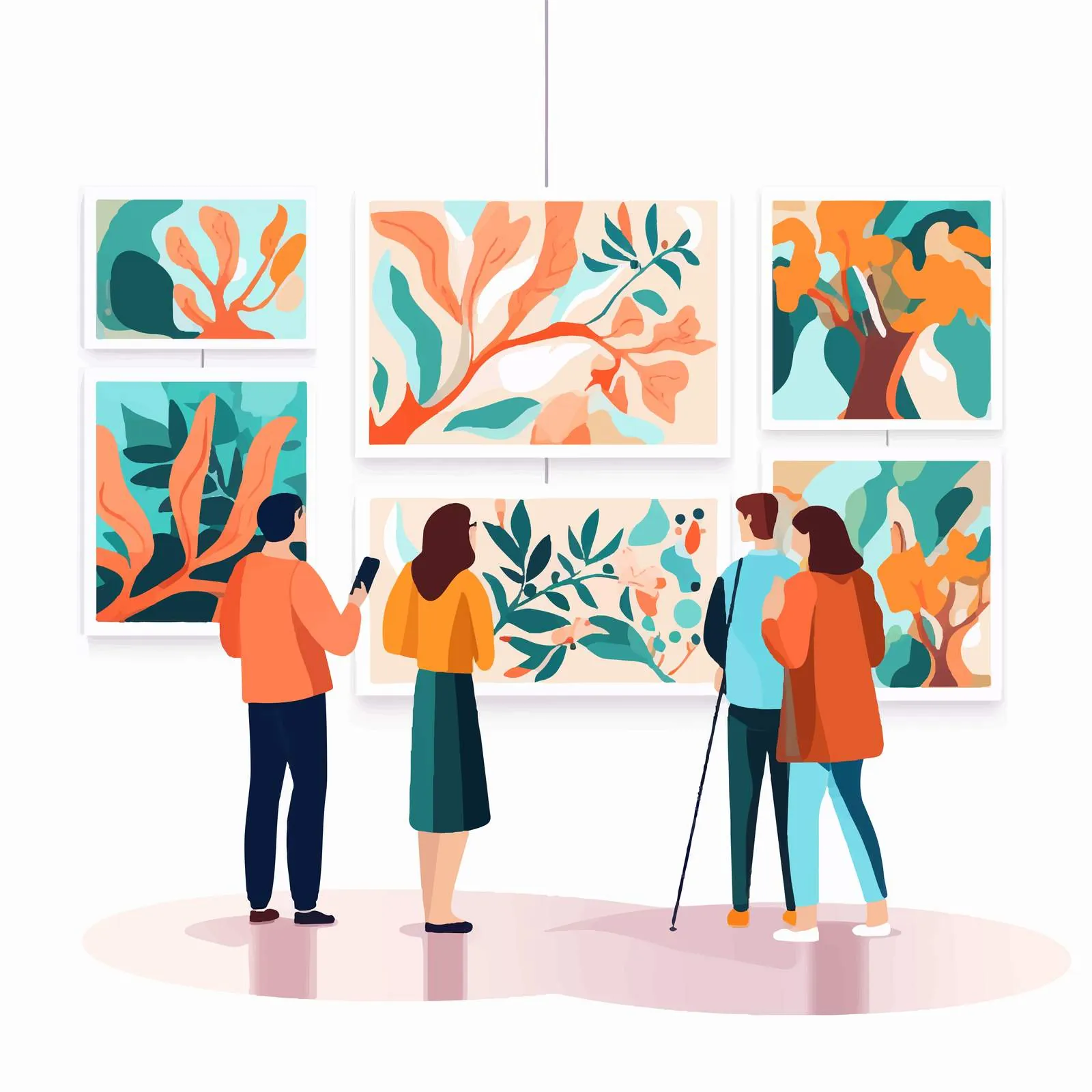 Visitors in Modern Art Gallery — free download from Dotvec