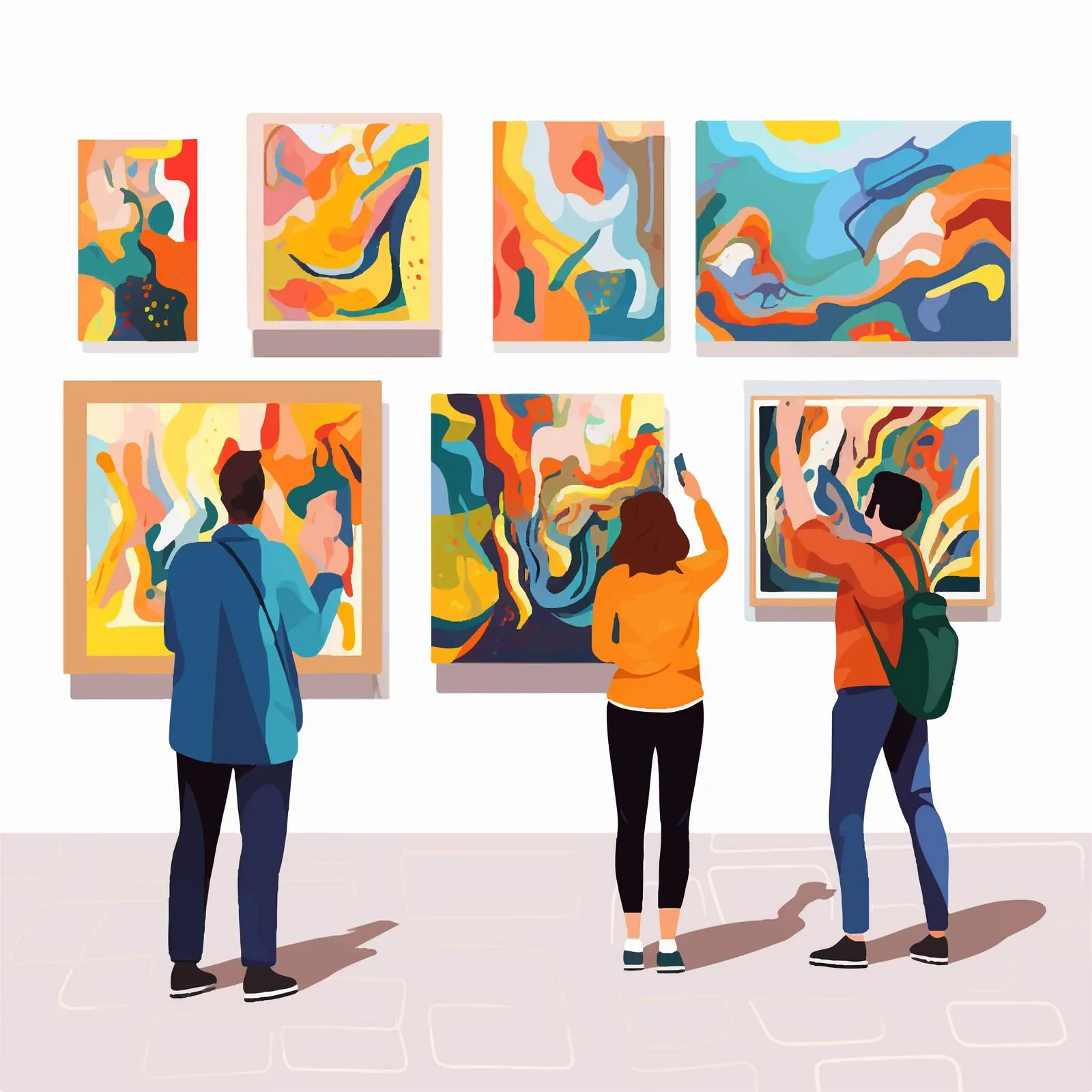 Visitors Enjoying Modern Art Gallery Experience – free art appreciation image from Dotvec