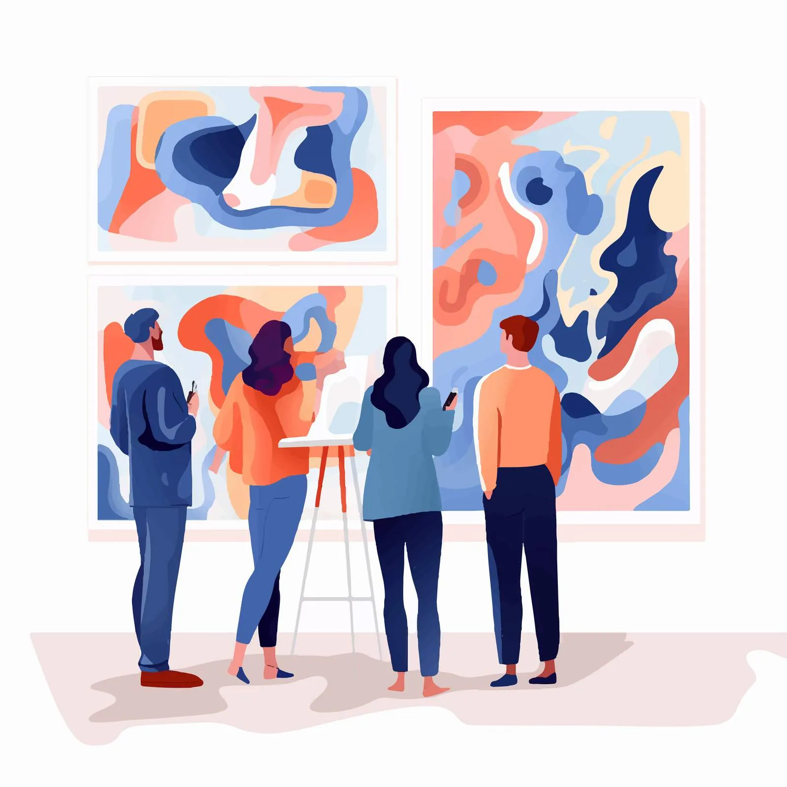 Visitors in Modern Art Gallery Observing Artwork — free download from Dotvec