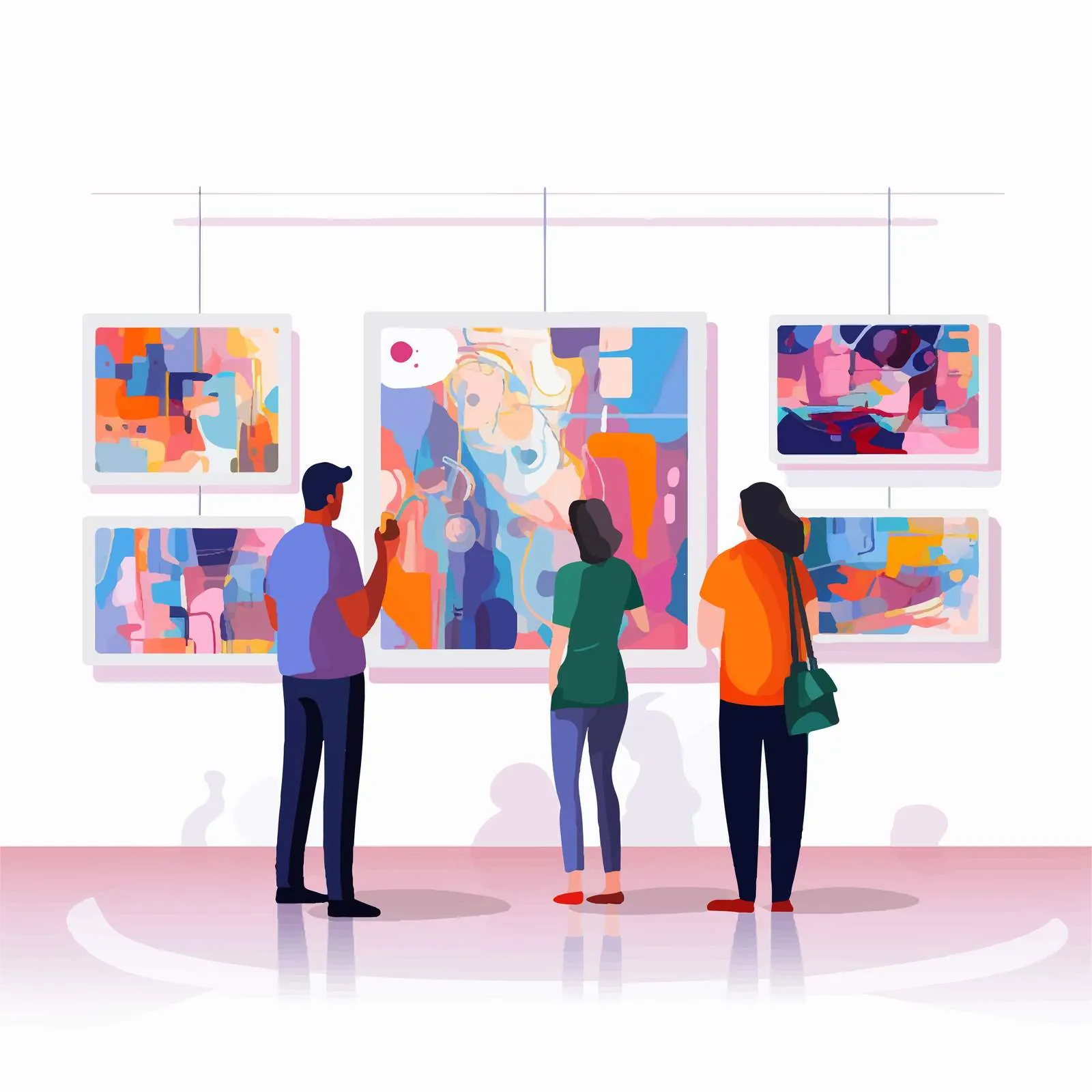 Visitors in Modern Art Gallery Observing Artwork – free art appreciation image from Dotvec