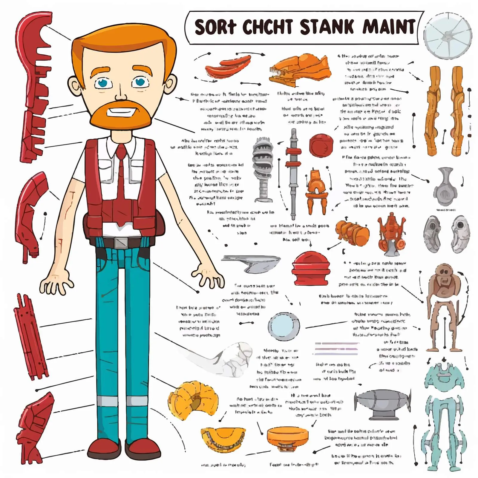 Cartoon Parts of the Body Vocabulary Worksheet — free download from Dotvec