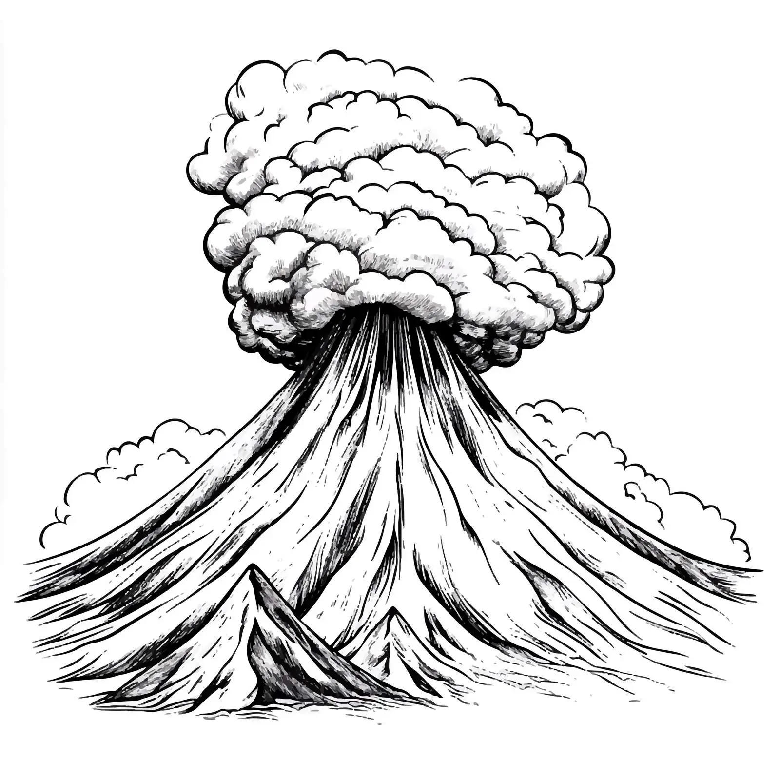 Black and White Cartoon Volcano Vector Illustration — free download from Dotvec