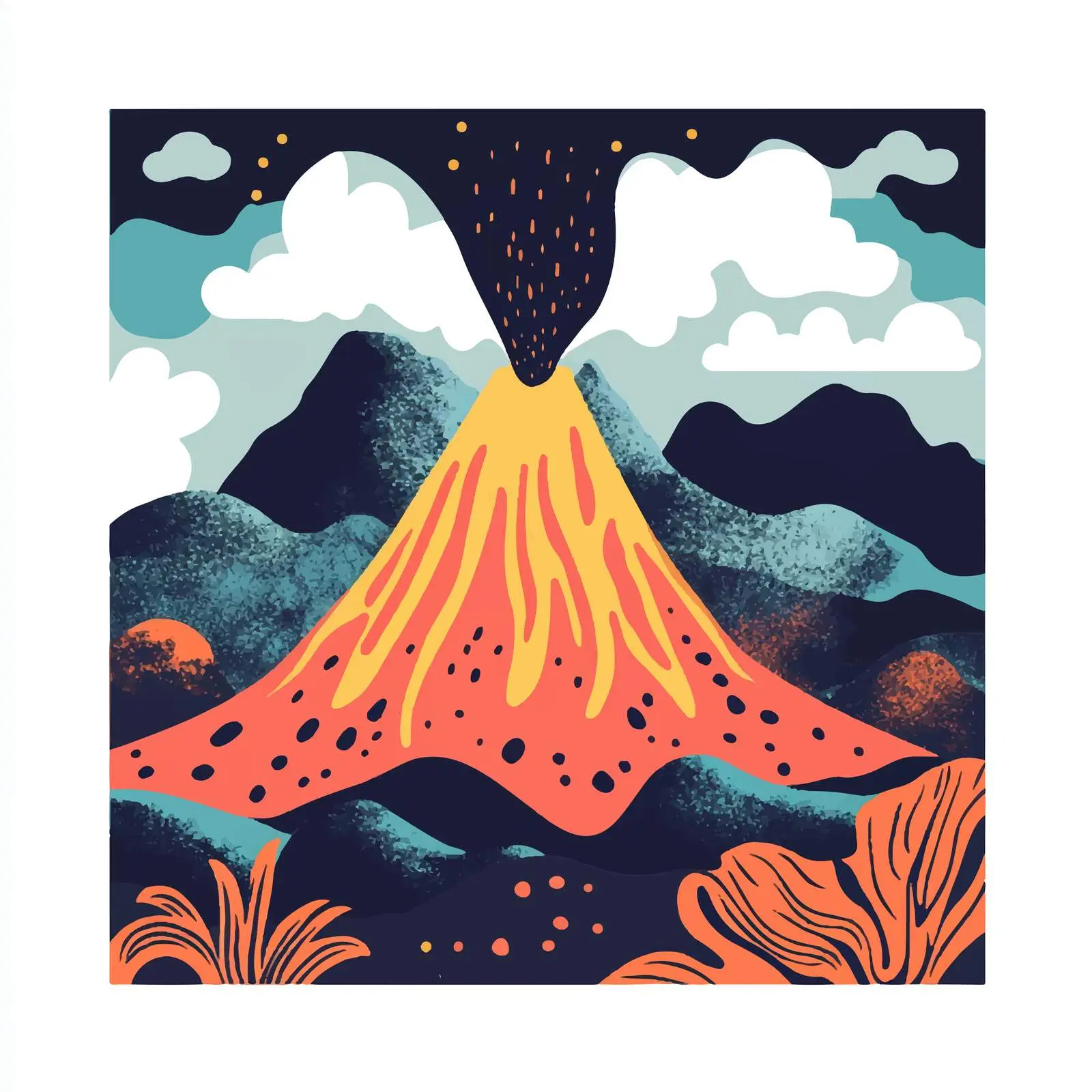 Hand-Drawn Cartoon Volcano Vector Illustration — free download from Dotvec