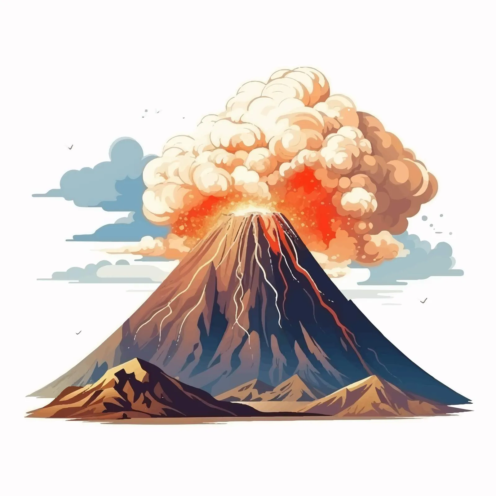 Erupting Volcano with Vapor and Dust Cloud — free download from Dotvec