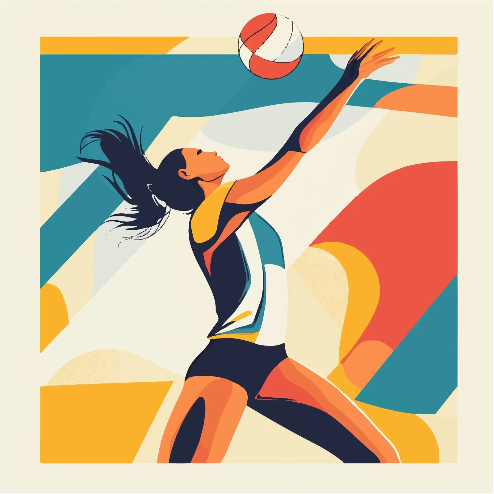 Flat Vector Illustration of Volleyball in Frame — free download from Dotvec