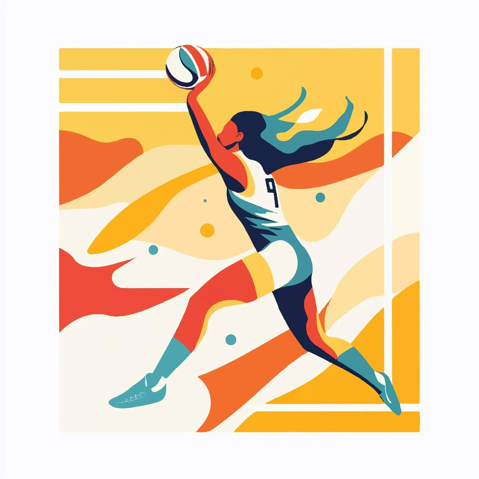 Flat Vector Volleyball Illustration in Frame — free download from Dotvec