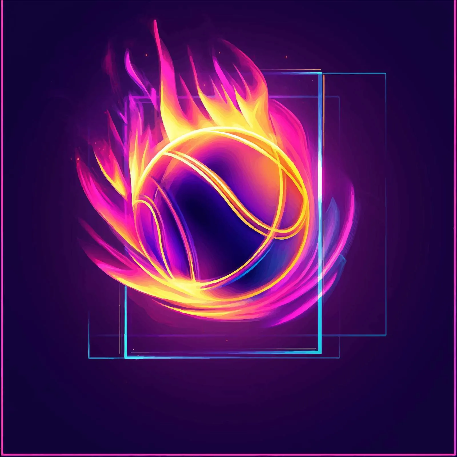 Neon Style Volleyball Sport Flat Vector Illustration – free volleyball image from Dotvec