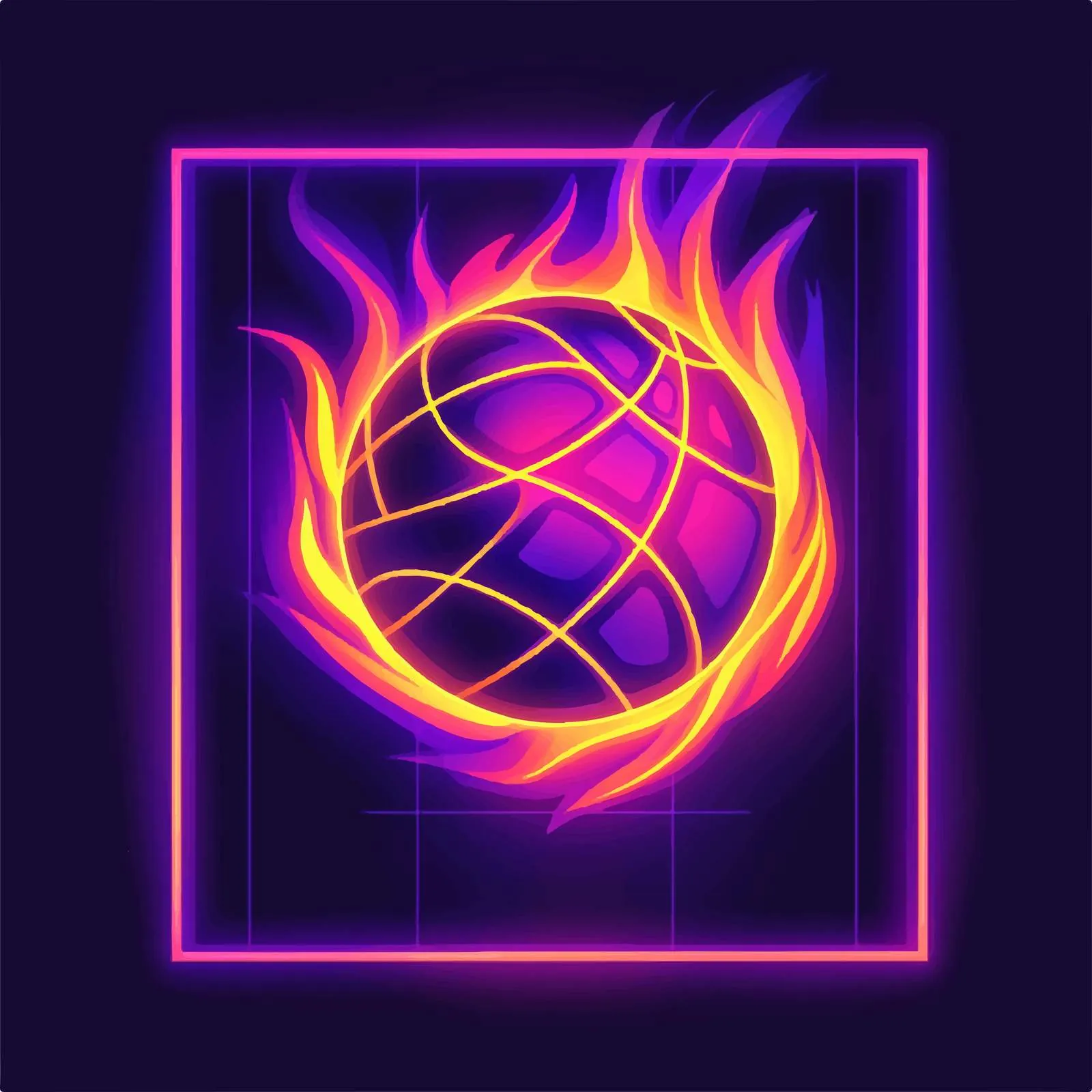 Neon Style Volleyball Sport Flat Vector Illustration – free volleyball image from Dotvec