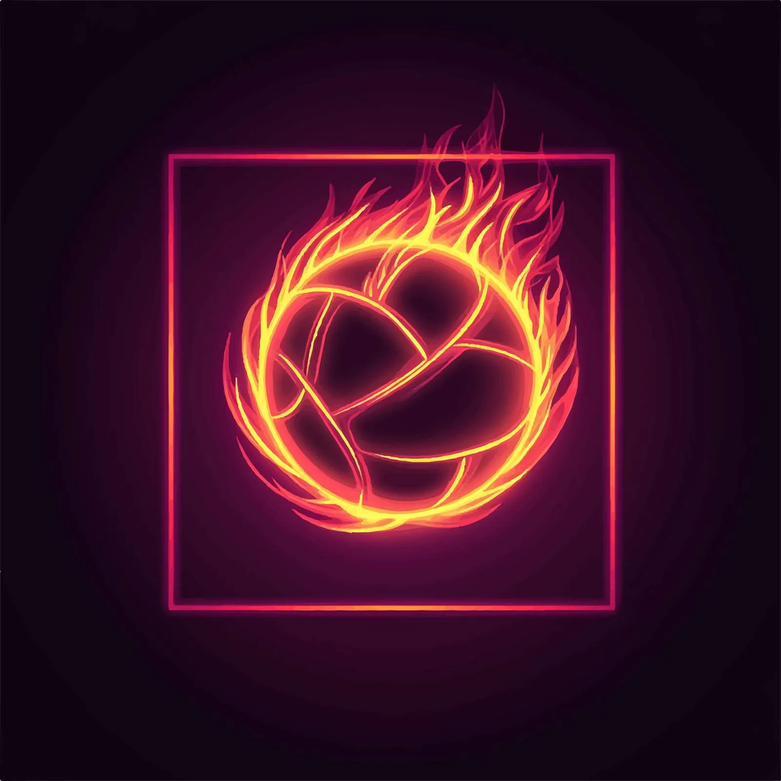 Neon Volleyball On Fire - Flat Vector Illustration — free download from Dotvec