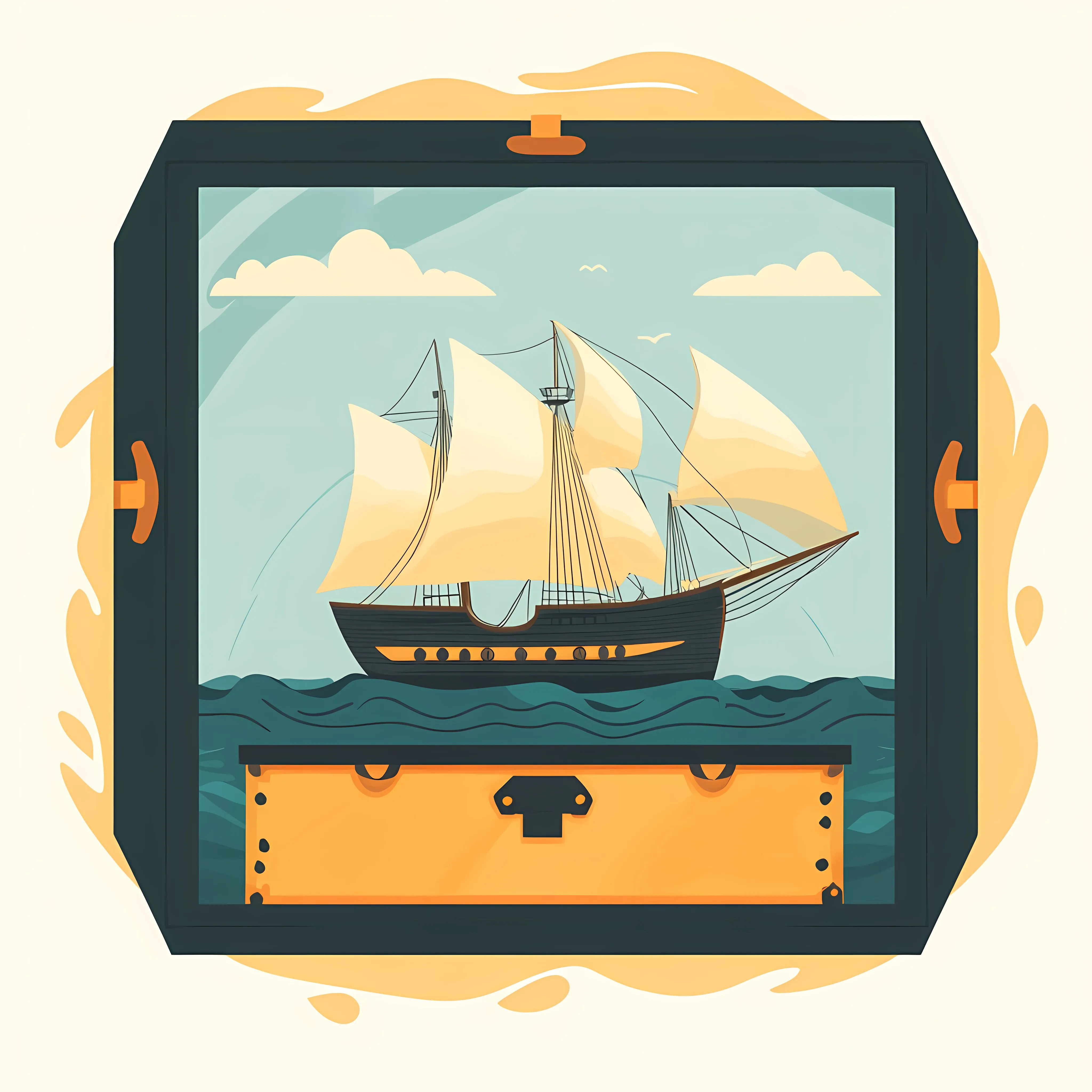 Framed Voyage Flat Vector Illustration — free download from Dotvec