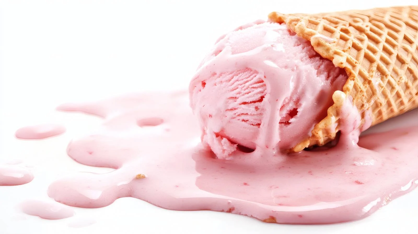 Delicious Wafer Cone with Pink Melted Ice Cream — free download from Dotvec