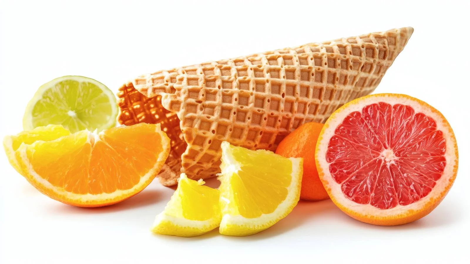 Citrus Fruit Slices on Waffle Cone — free download from Dotvec