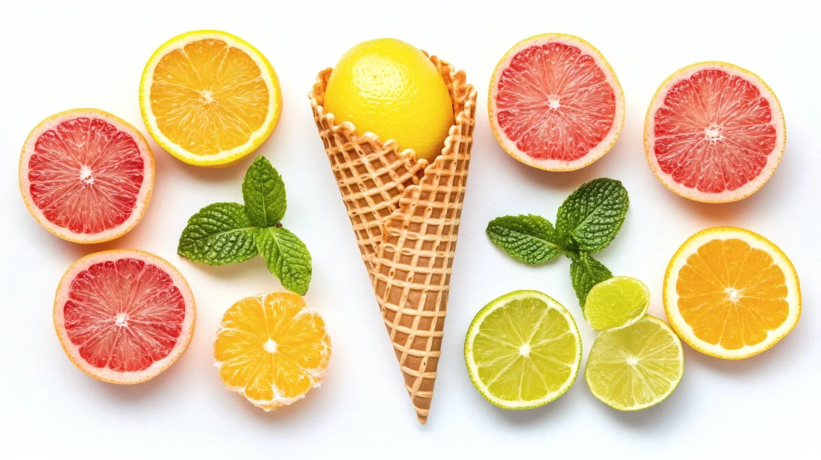 Fresh Citrus Fruit Slices in Waffle Cone — free download from Dotvec