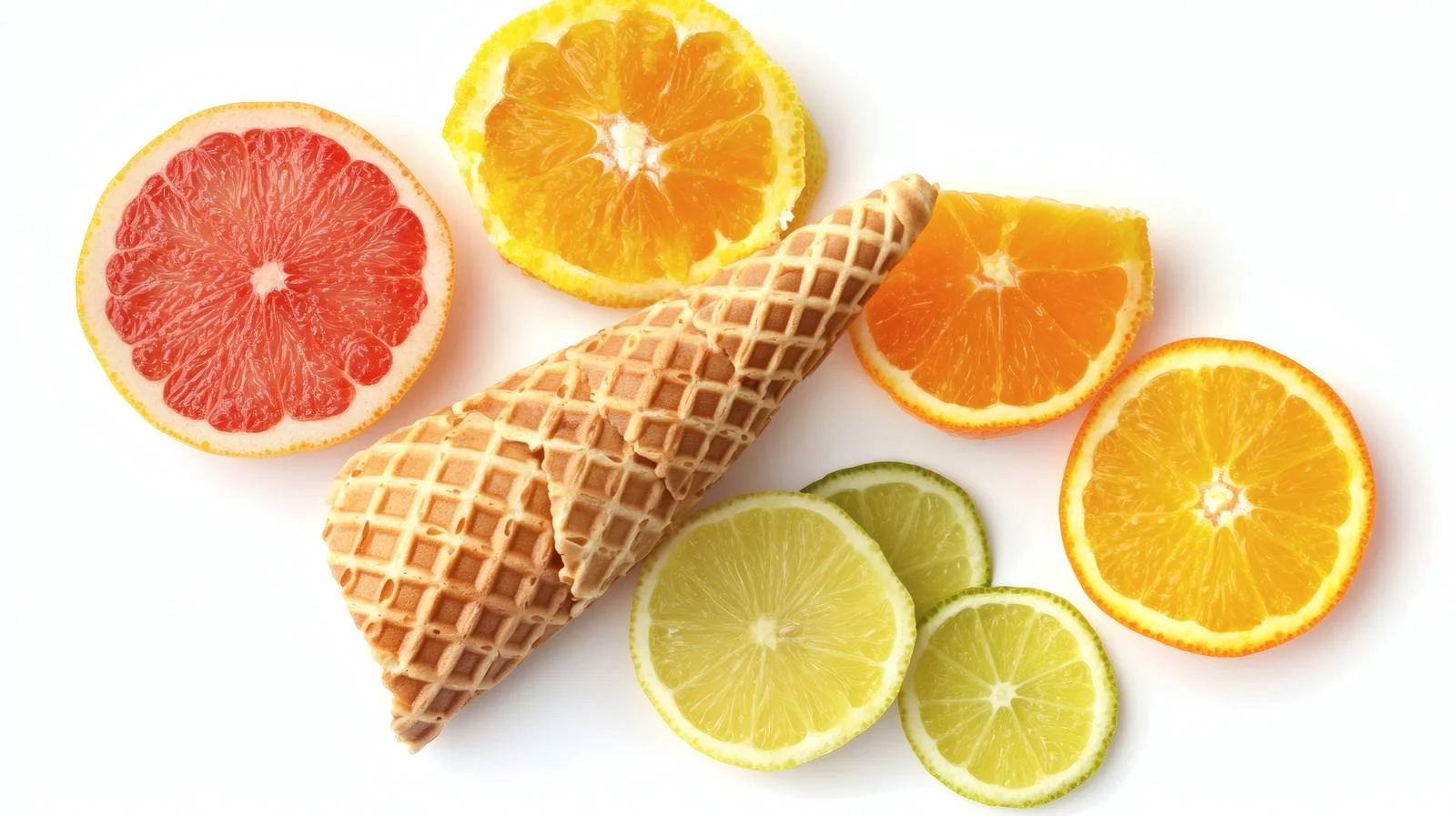 Citrus Fruit Slices on Waffle Cone — free download from Dotvec