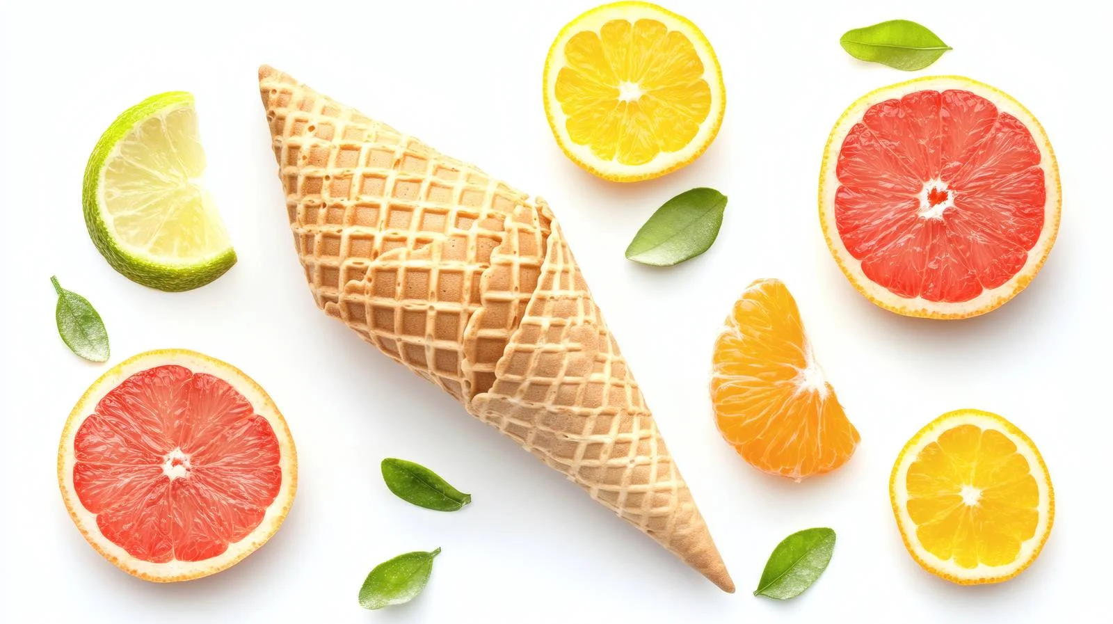 Citrus Fruit and Waffle Cone Composition — free download from Dotvec