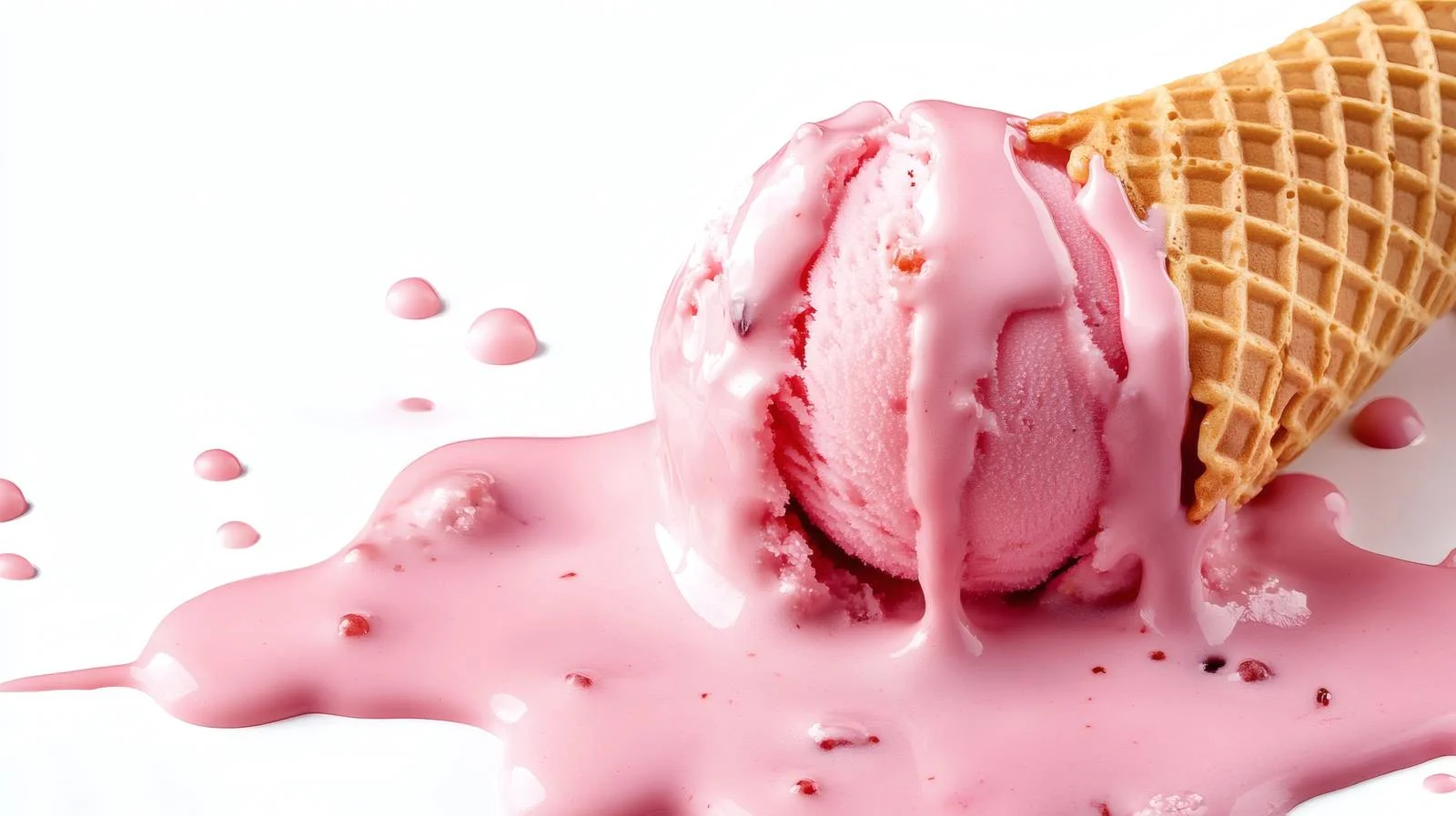 Delicious waffle cone with pink ice cream — free download from Dotvec
