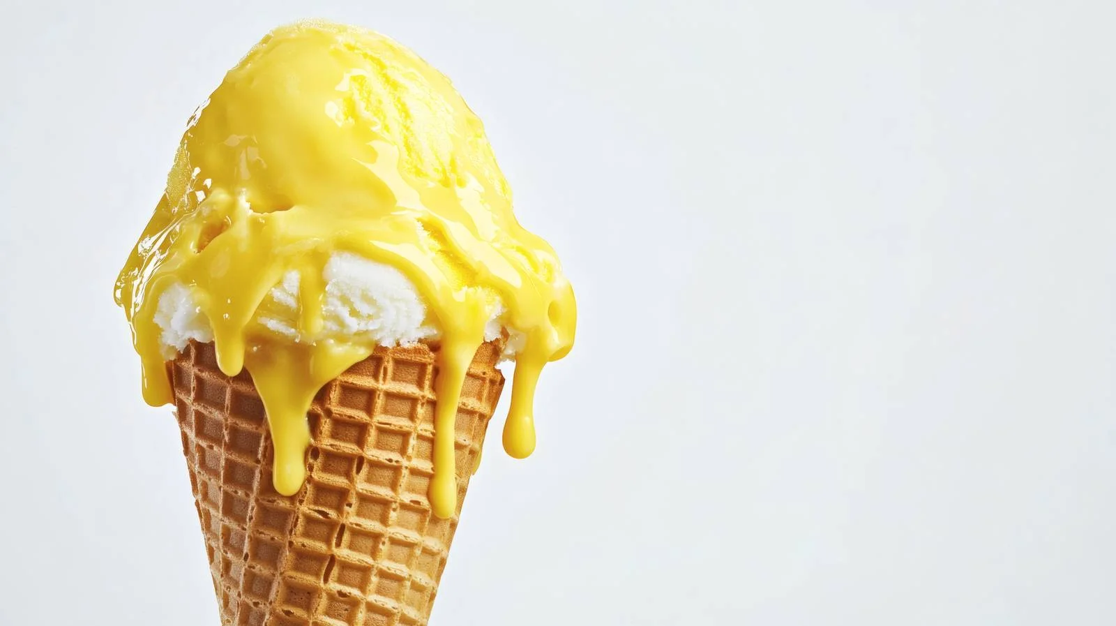 Delicious Melted Yellow Ice Cream in Waffle Cone — free download from Dotvec