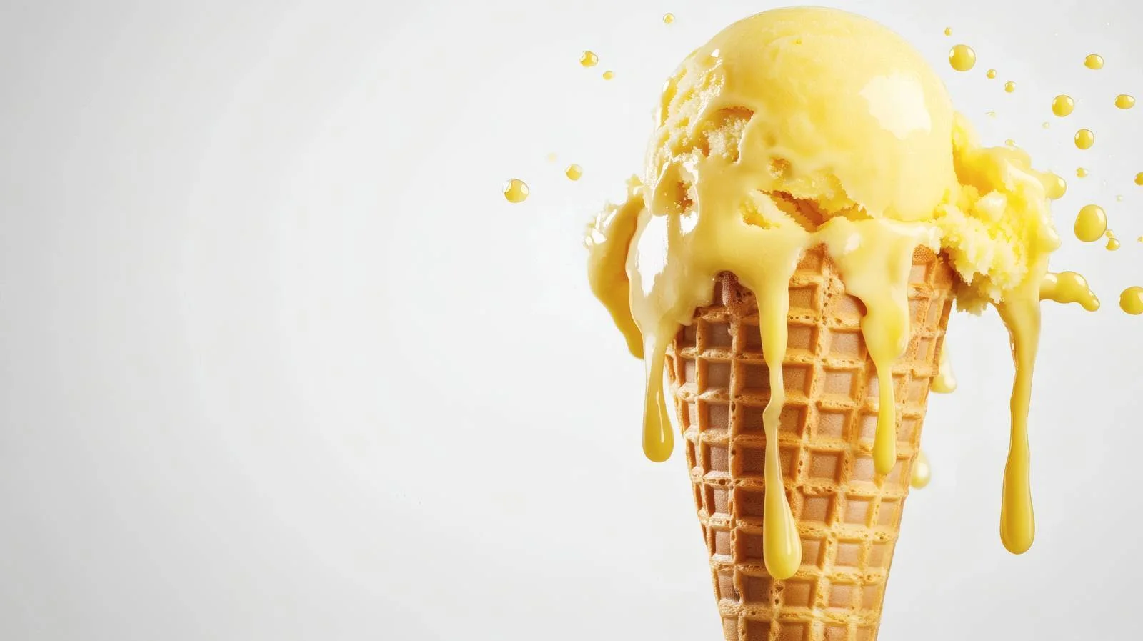Delicious Waffle Cone and Melting Yellow Ice Cream — free download from Dotvec