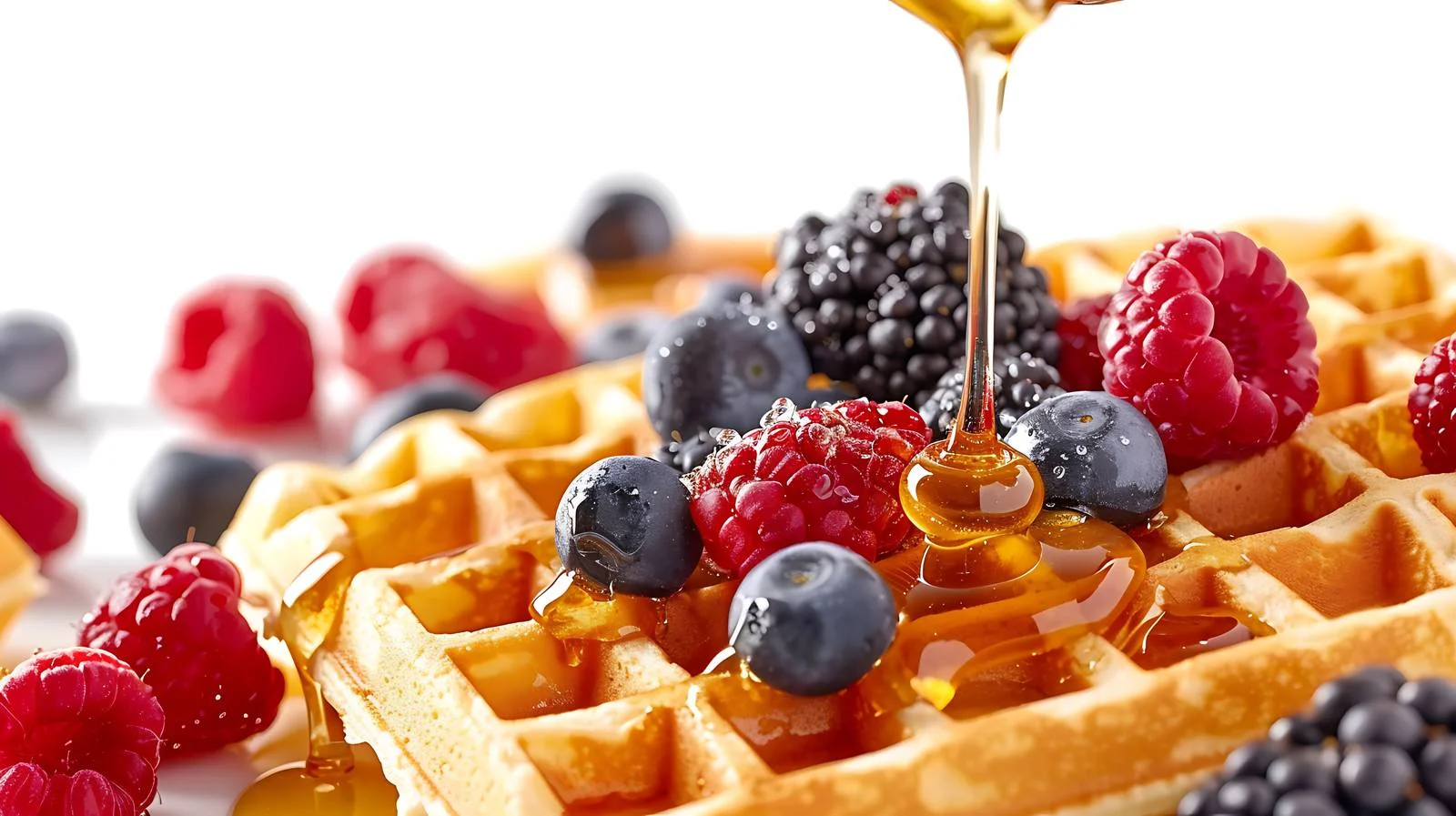 Delicious Waffles with Honey and Berries — free download from Dotvec