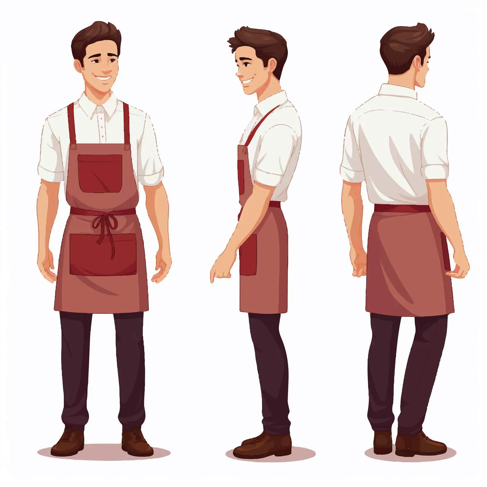 Professional Waiter in Restaurant Uniform with Apron — free download from Dotvec