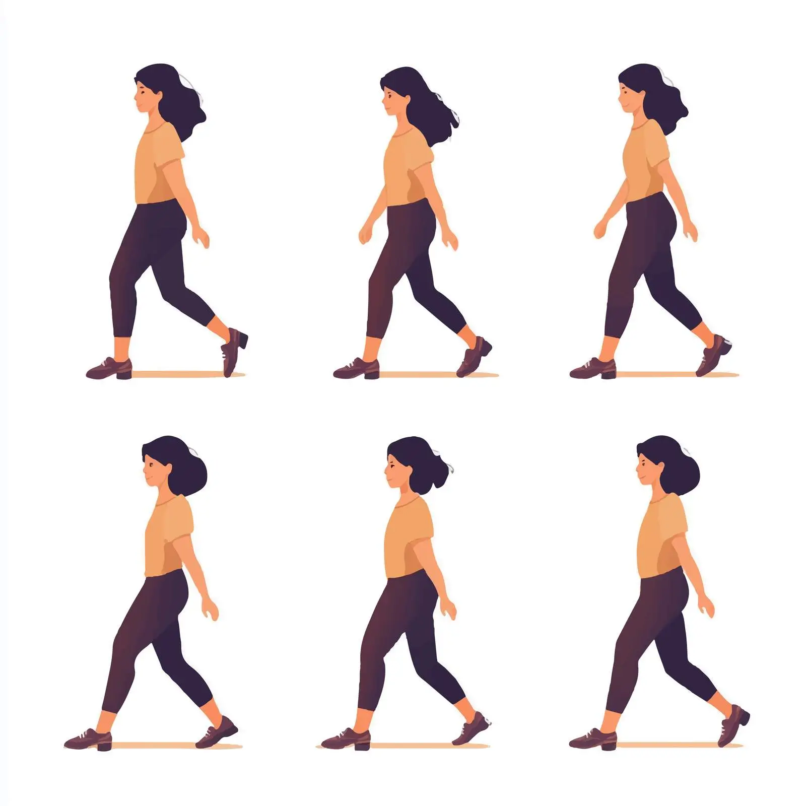 Dynamic Walk Sequence of Woman in Motion – free art technique image from Dotvec