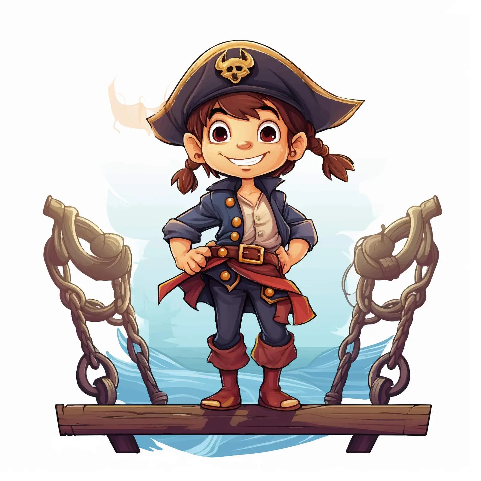 Pirate Boy Cartoon in Walk the Plank Banner — free download from Dotvec