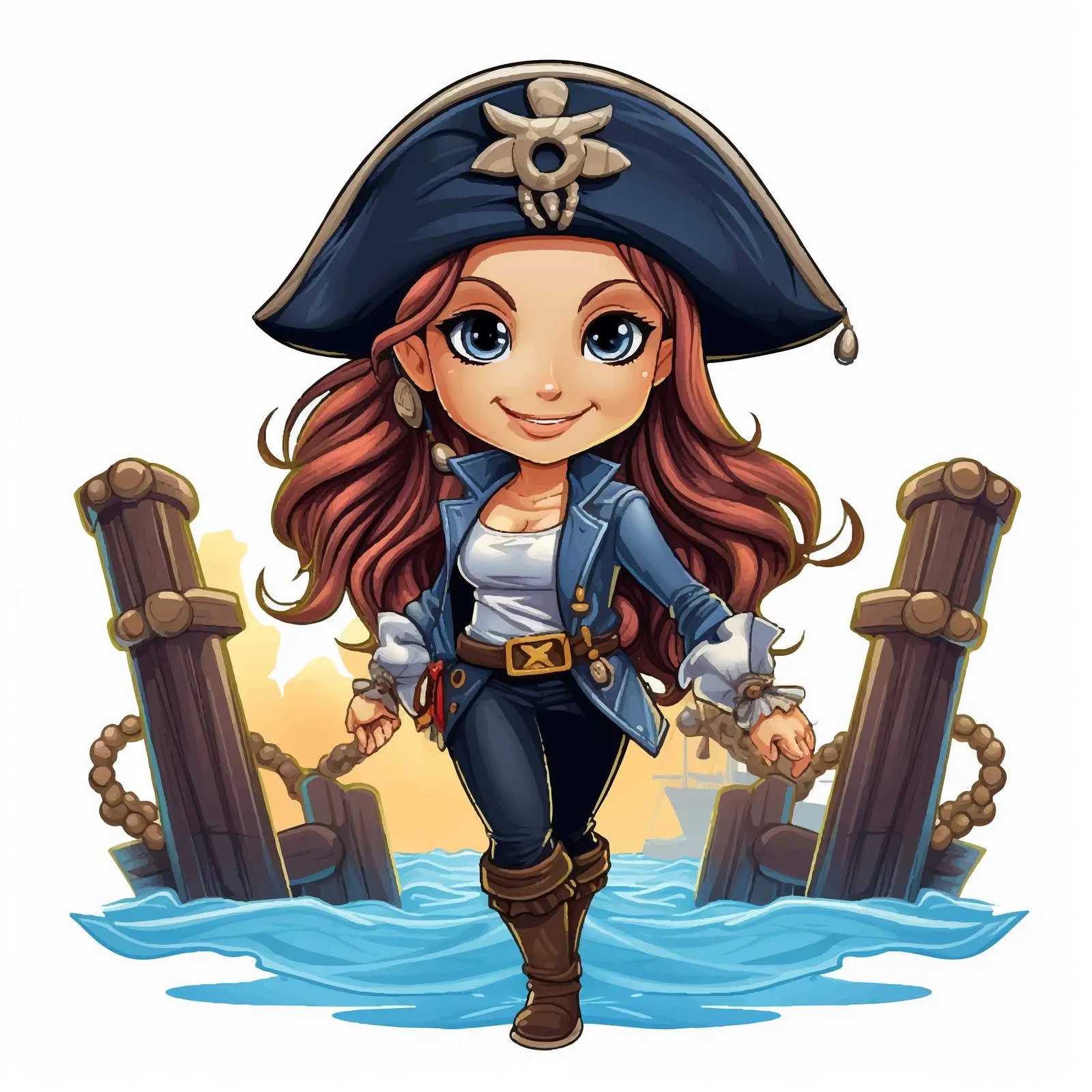 Pirate Girl Cartoon Logo Banner Design — free download from Dotvec