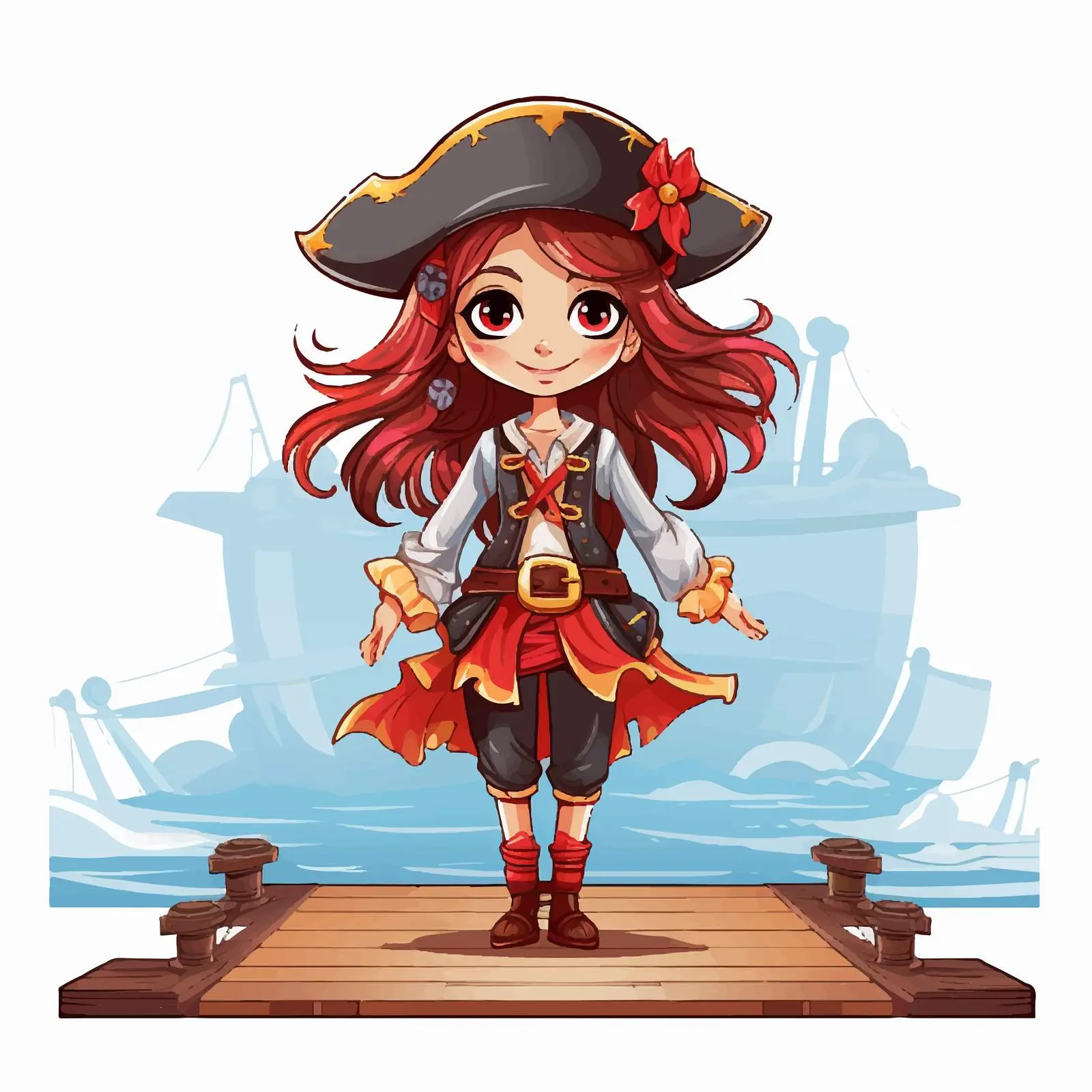 Pirate Girl Cartoon Logo Banner Design — free download from Dotvec
