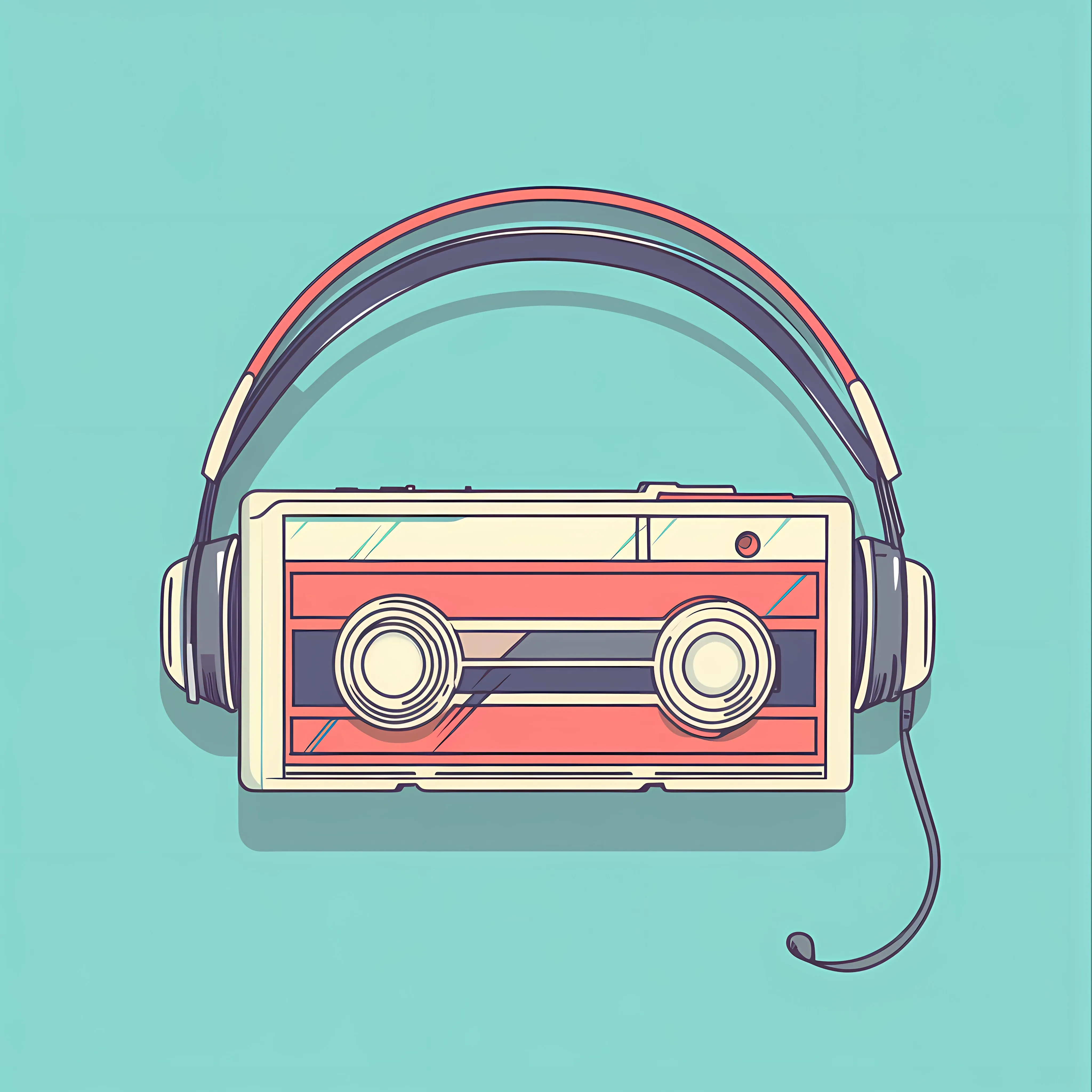 Nineties Retro Walkman with Headphones and Cassette – free soundtrack image from Dotvec