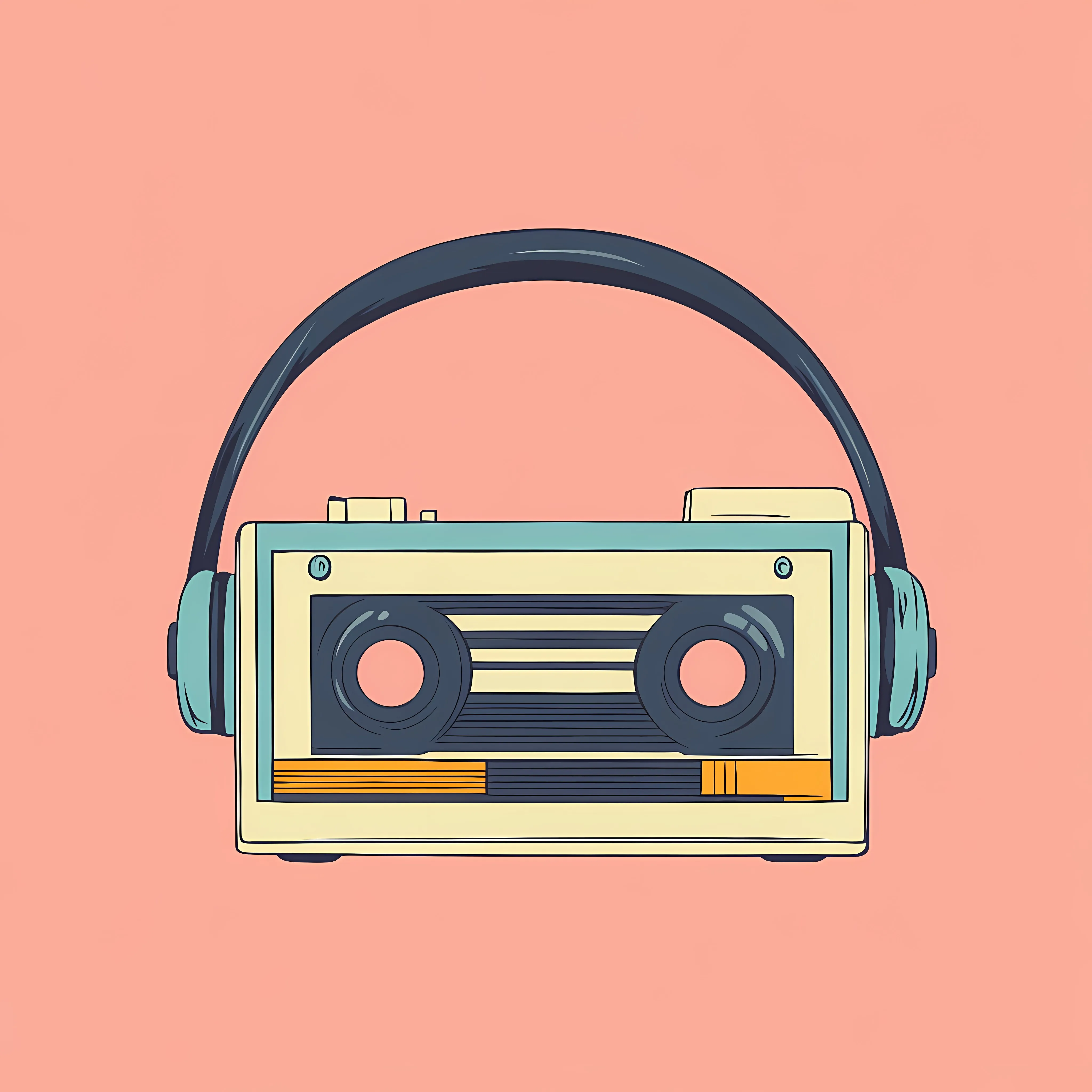 Retro Walkman with Headphones and Cassette — free download from Dotvec