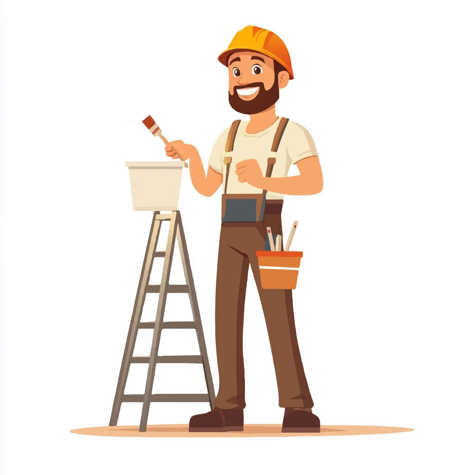 Happy Wall Painter with Paint Bucket and Brush — free download from Dotvec