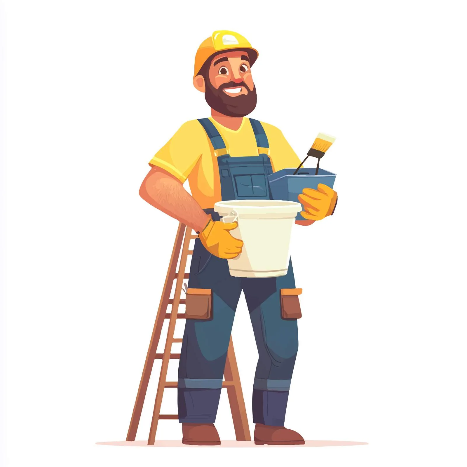 Happy Wall Painter with Bucket and Brush — free download from Dotvec