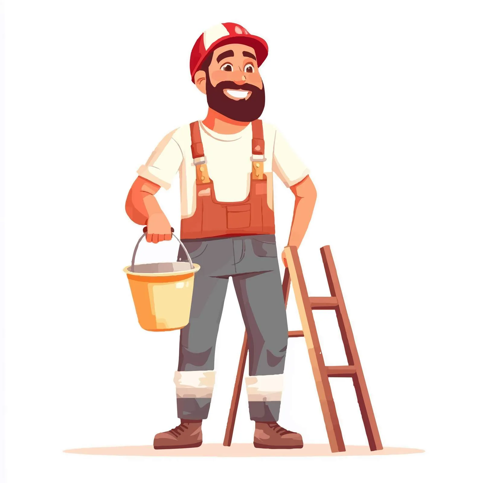 Happy Wall Painter with Paint Bucket and Brush — free download from Dotvec