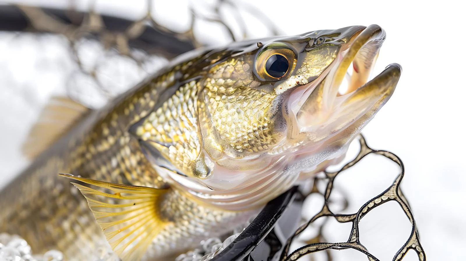 Close-Up of Walleye Fish in Landing Net — free download from Dotvec